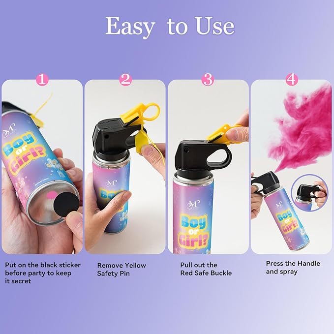 Gender Reveal Fire Extinguisher, Biodegradable Pink Color Powder, Baby Girl Gender Reveal Party Supplies, Gender Reveal Decorations, 2 Pack (Pink, Two Bottles)
