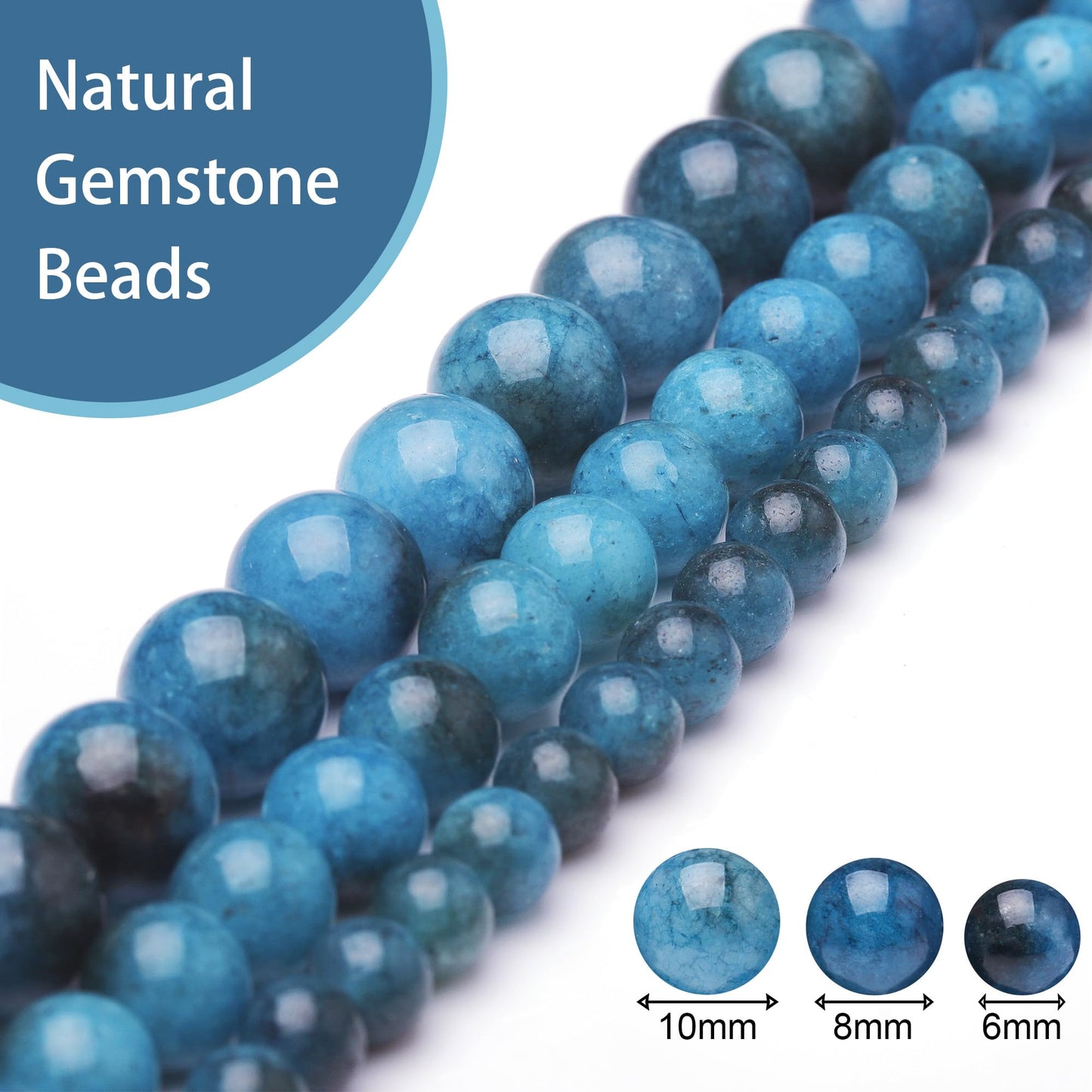 Chicager 8mm Natural Stone Beads for Jewelry Making,Apatite Polished Smooth Round Gemstone Beads for Bracelet Necklace 15 Inch