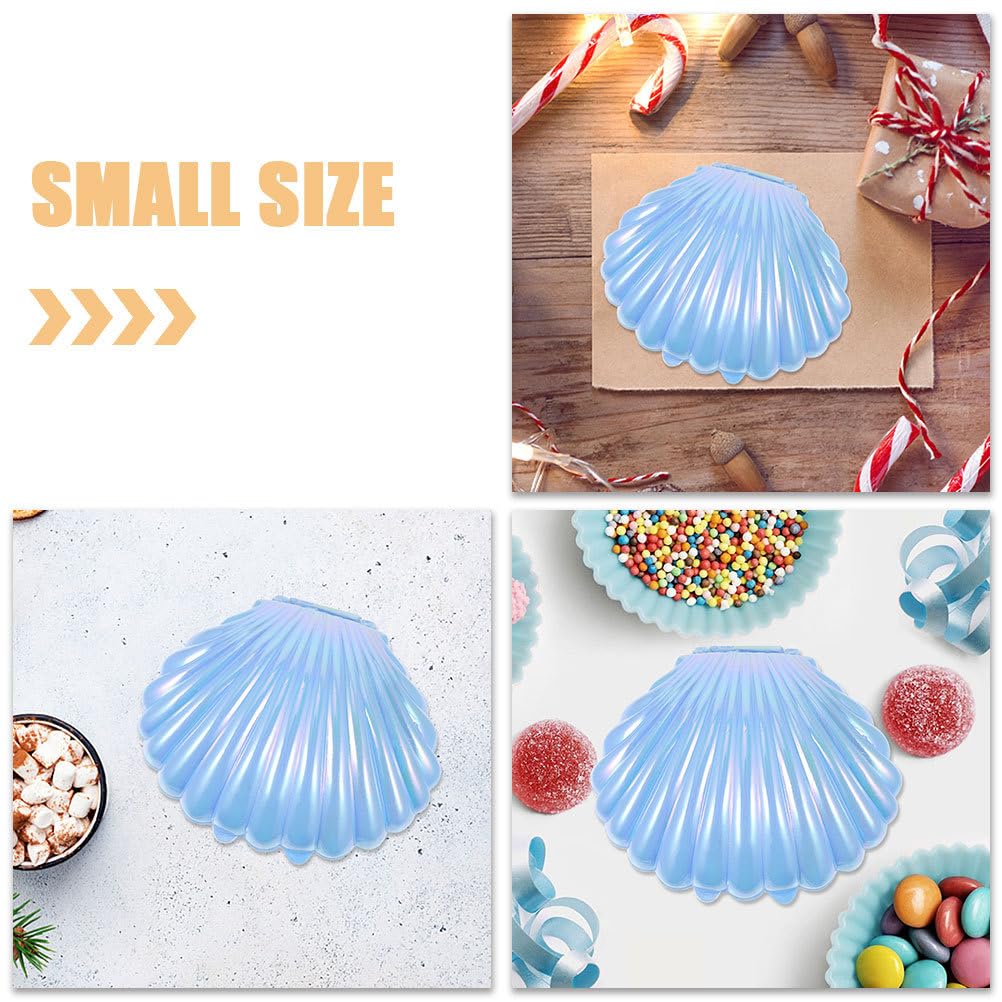 VOSAREA Sea Shells Candy Boxes 30pcs Seashell Party Favor Containers Clam Treat Holders Plastic Chocolate Box for Wedding Birthday Shower Decorations Supplies Sky-blue