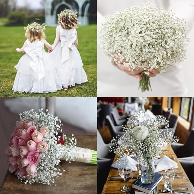 DEEMEI 6 PCS Babys Breath Artificial Flowers Fake Babys Breath Flowers Artificial Bulk White Gypsophila Bouquets Real Touch Faux Flowers for Wedding Floral Arrangement Party Home Decoration