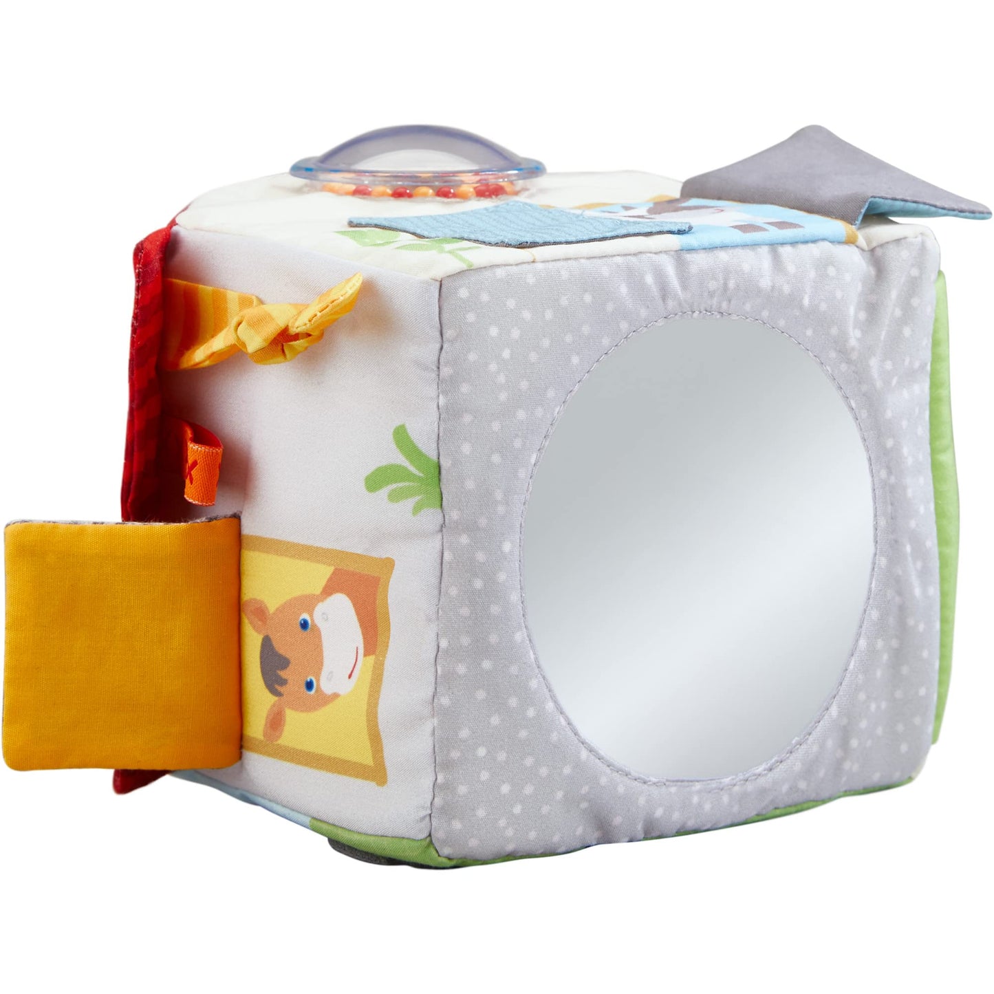 HABA Sensory Play Cube Farmyard - Infant Toys for Tummy Time and Best Toys for Baby Development for 6 Months+ with Rattle, Crinkle Sounds and Tactile Effects