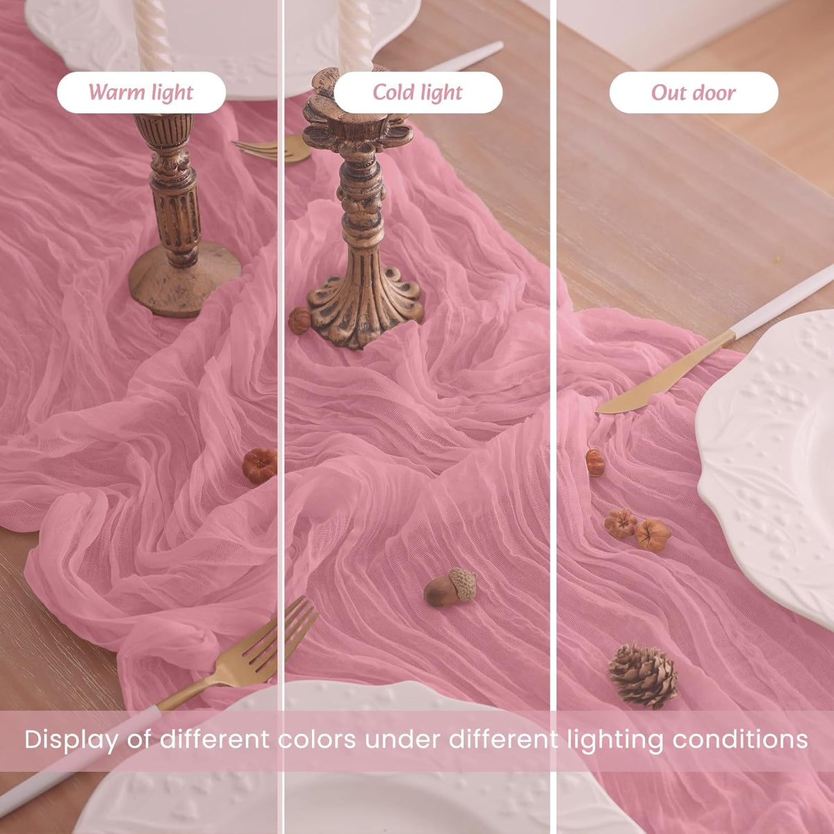 16Pack Dusty Rose Cheesecloth Table Runner 10FT Gauze Cheese Cloth Table Runner 35x120Inch Long Boho Spring Easter Table Runners Rustic Sheer Table Runners for Wedding Baby Shower Bridal Shower Decor