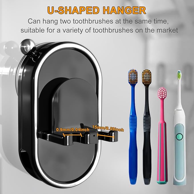 Toothbrush Holder Wall Mounted with Toothpaste Holder & Detachable Cup - Removable Suction Cup in Bathroom Sink, Shower - Space Saving, Ventilation Design for Family, Renters