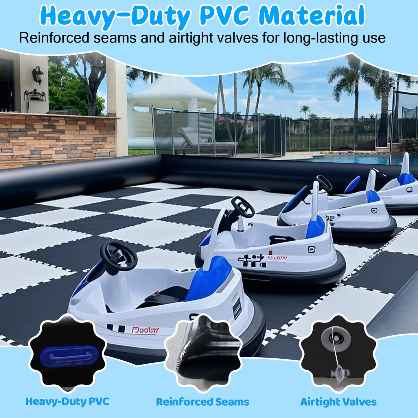 CZGBRO Inflatable Bumper Car Racing Track - Mini Inflatable Race Track with Pump Go Kart Race Pipe Without Bottom(Black, 10 * 10FT)
