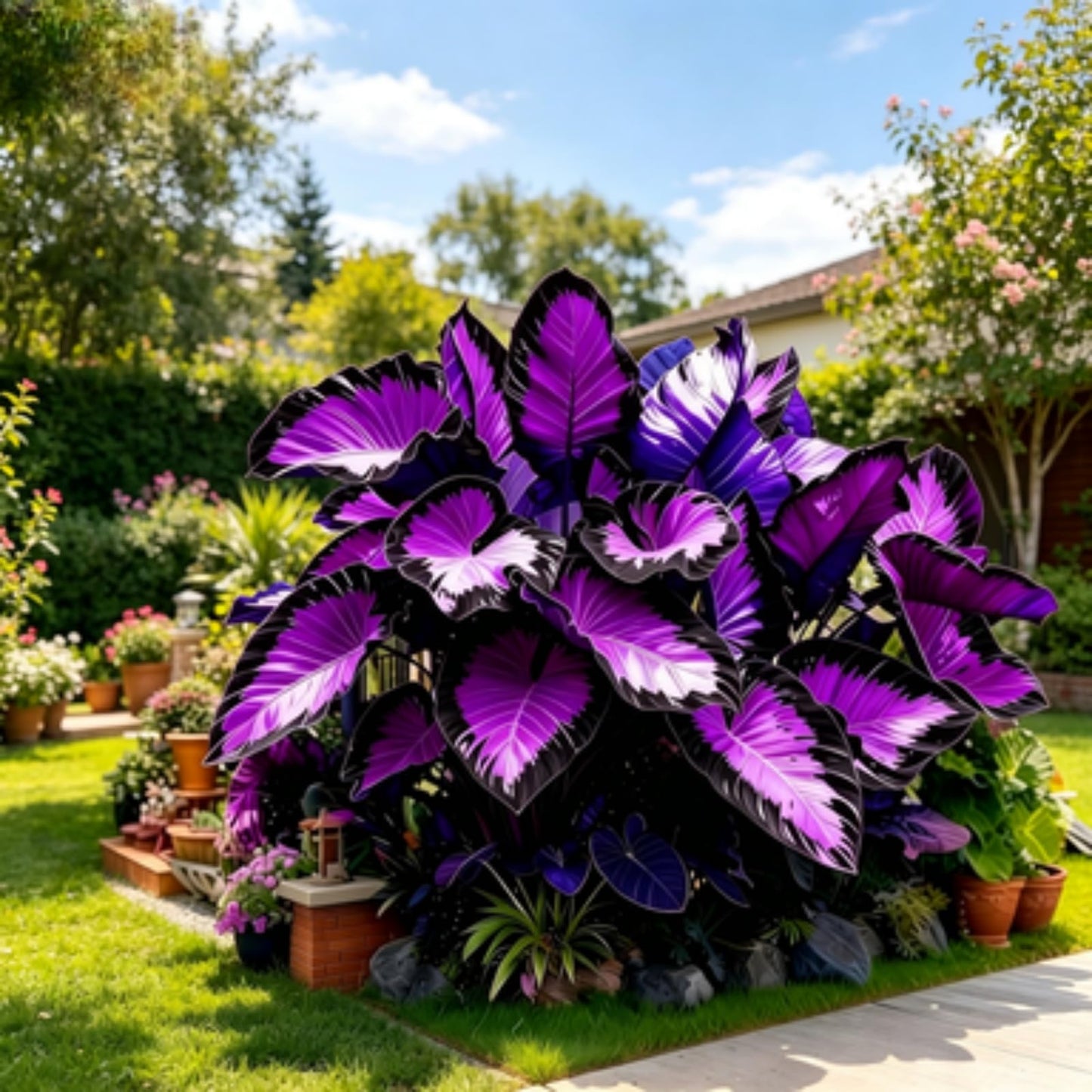 JWDSKT Elephant Ear Pattern - Excellent Landscaping Appeal, Ideal for Shade Gardens, Exquisite Variegated Blossoms-Drought-Tolerant, Striking Colors (6)