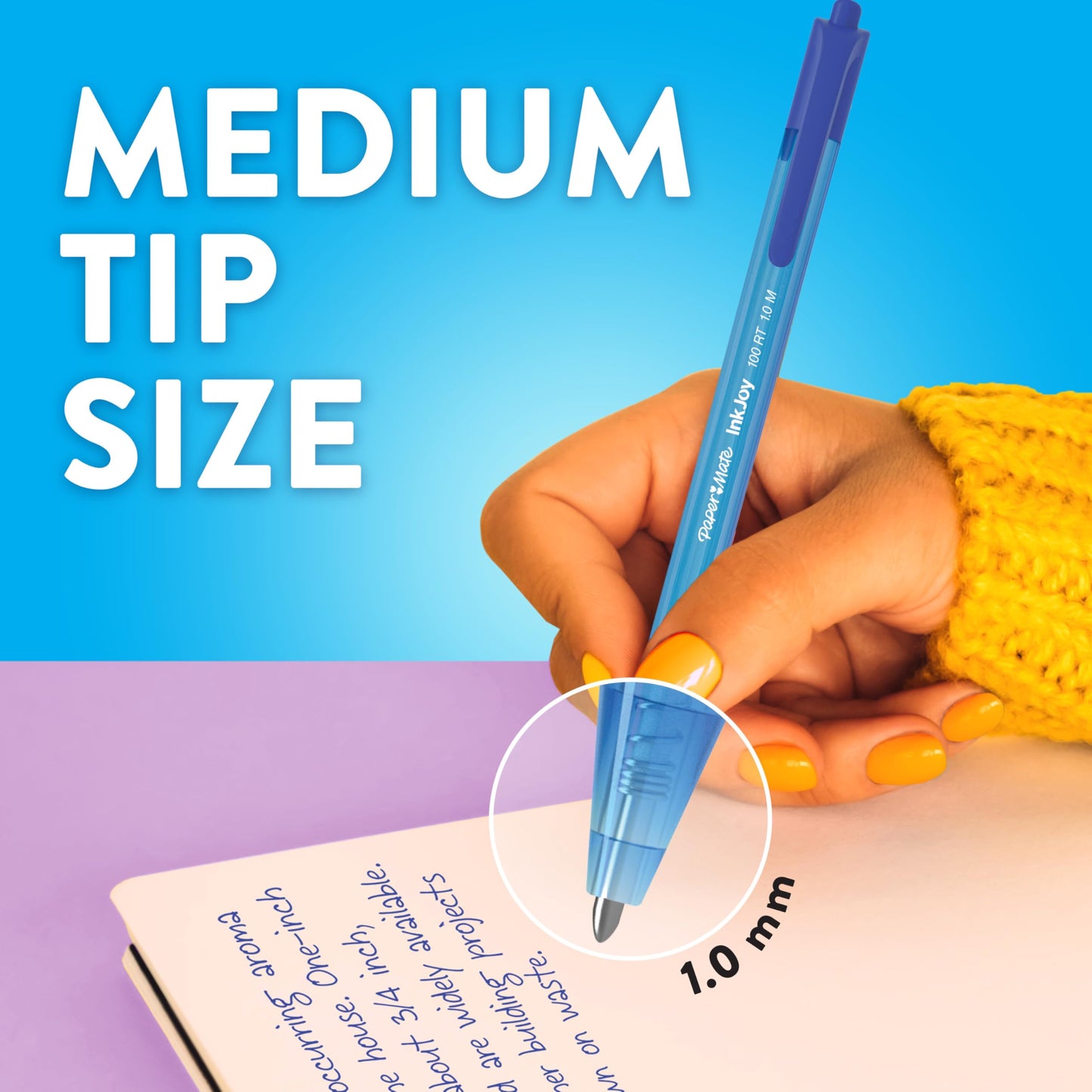 Paper Mate InkJoy 100RT Ballpoint Pens, Medium Point (1.0mm), Black & Blue Ink, 72 Count - Bulk Pack for School, Home, Office, College, Note-Taking