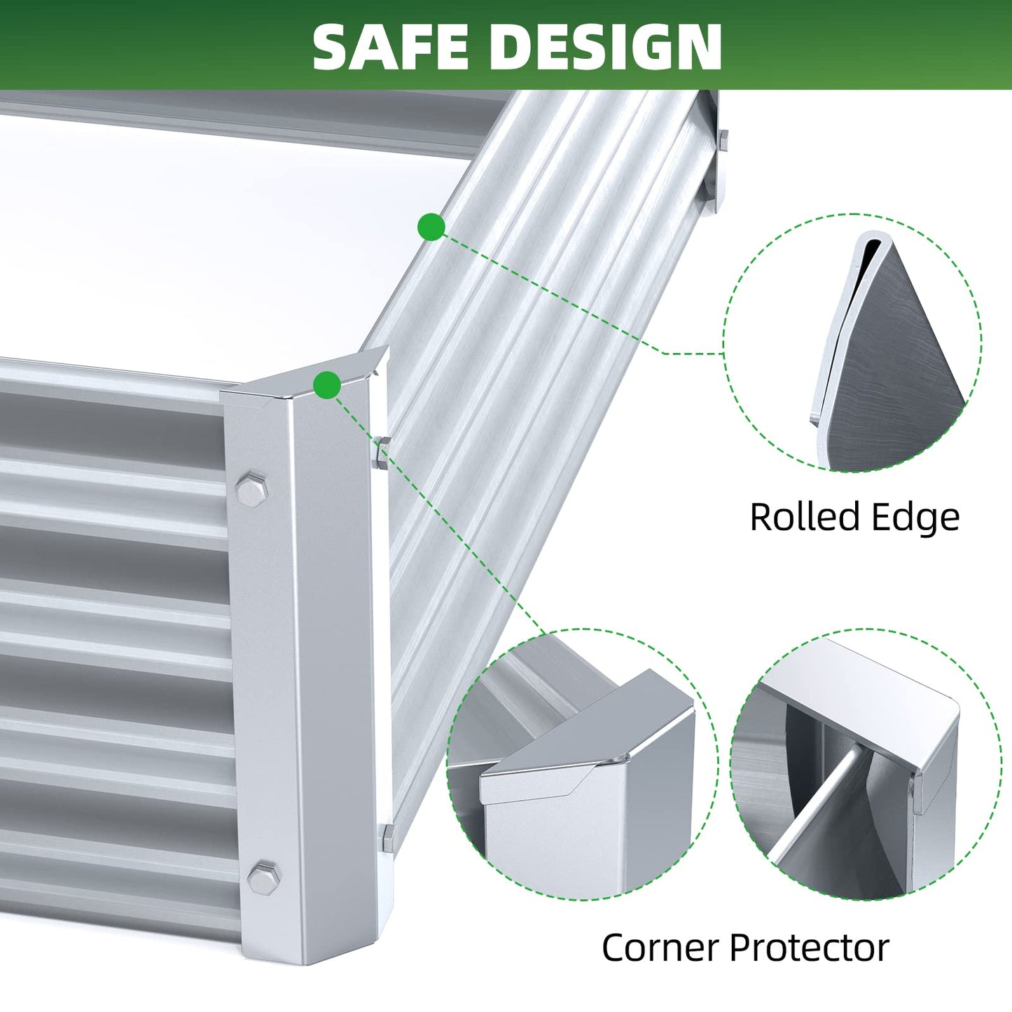Highpro Raised Garden Bed 6x3x1ft Galvanized Metal Planter Boxes for Herbs Vegetables, Flowers and Succulents Silver
