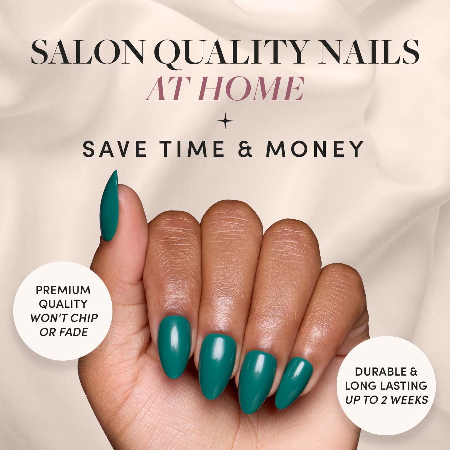 Glamnetic Press-On Nails Bundle - Emerarld Green & Boba | Opaque Deep Green Almond False Nails | Opaque Black Almond Fake Nails | Reusable, Salon-Quality Nail Kits