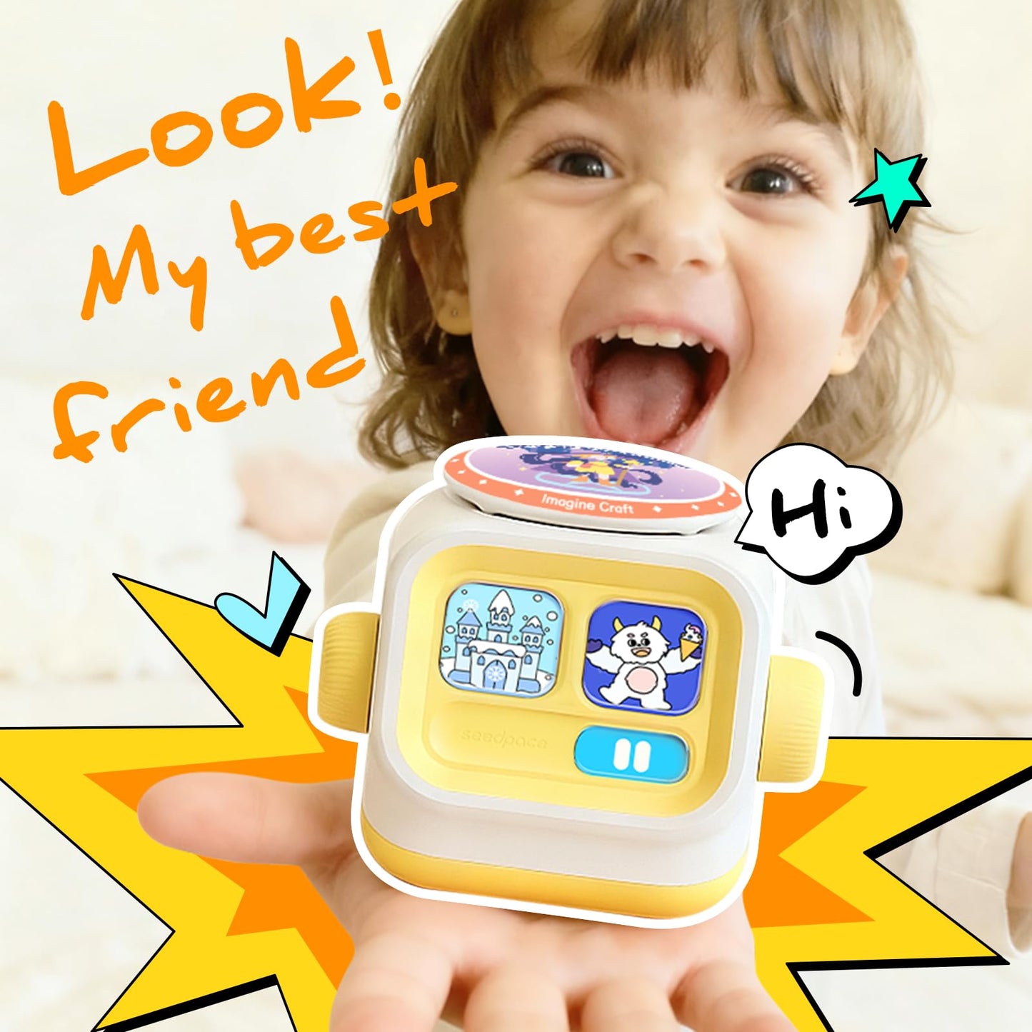 seedpace Super Wings Story Machine for Kids: Screen-Free Player with 5 Story Books, 130 Stories, 712 Minutes, Bluetooth Speaker, Robot Pet, Educational Toy, Learning, Toddlers Gift