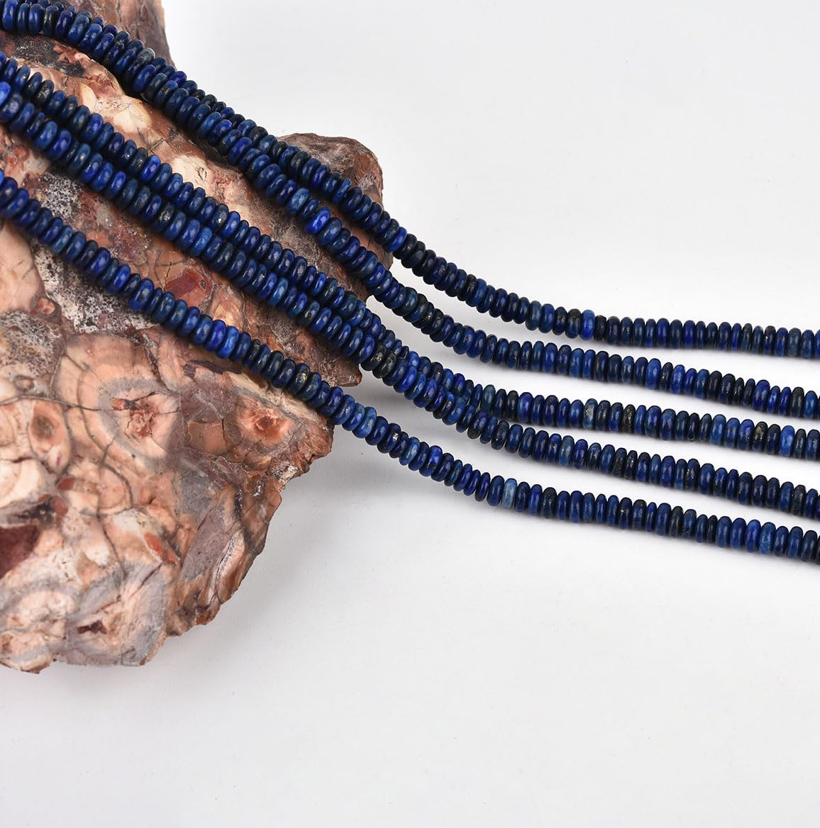 200pcs 4x2mm Lapis Lazuli Natural Stone Disk Rondelle Spacer Semi Precious Gemstone Loose Beads for Jewelry Making 15 Inch