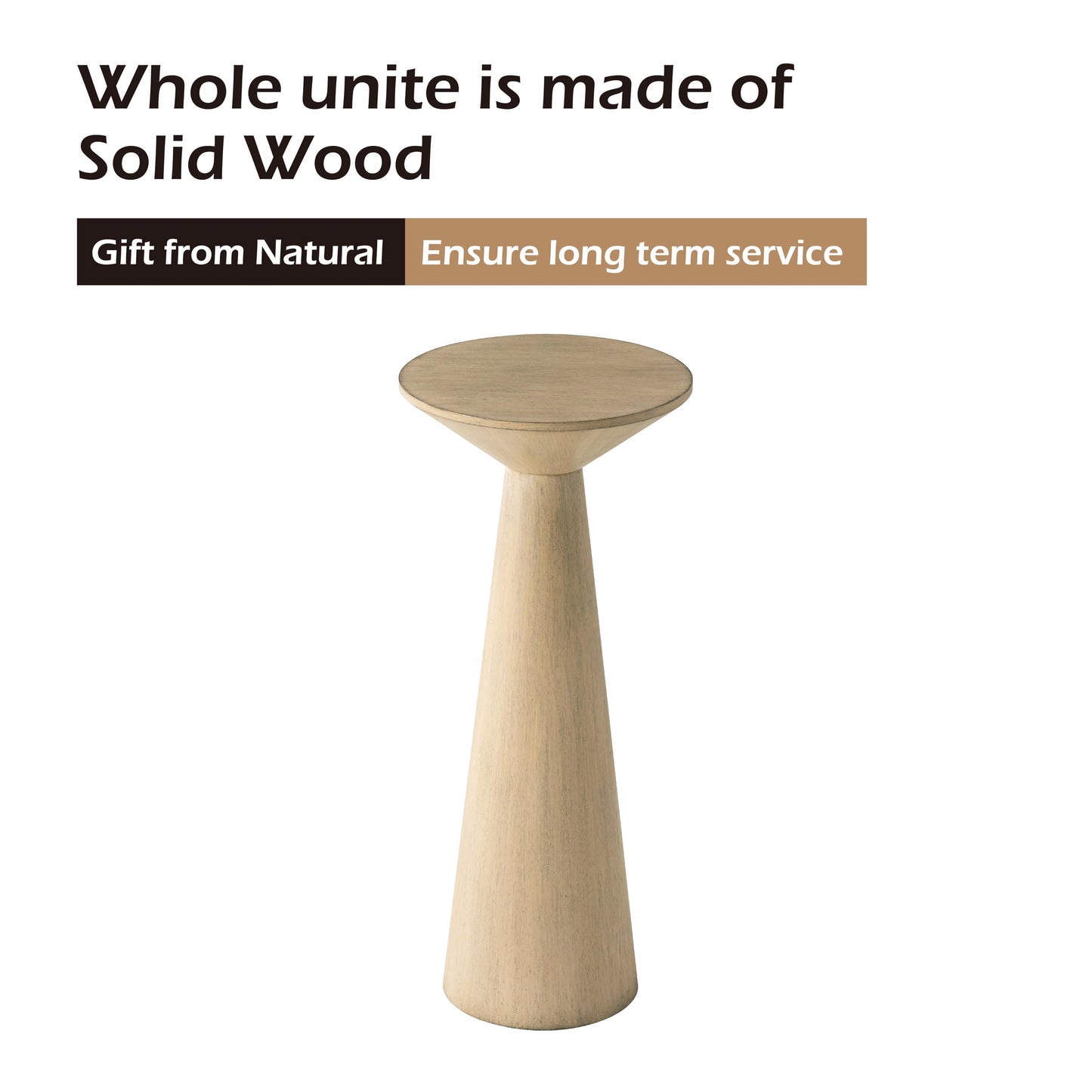 COZAYH Farmhouse Tall Pedestal End Table Small Solid Wood Martini Table Plant Stand Modern Round Drink Table for Small Space Living Room, Distressed Wood Grey
