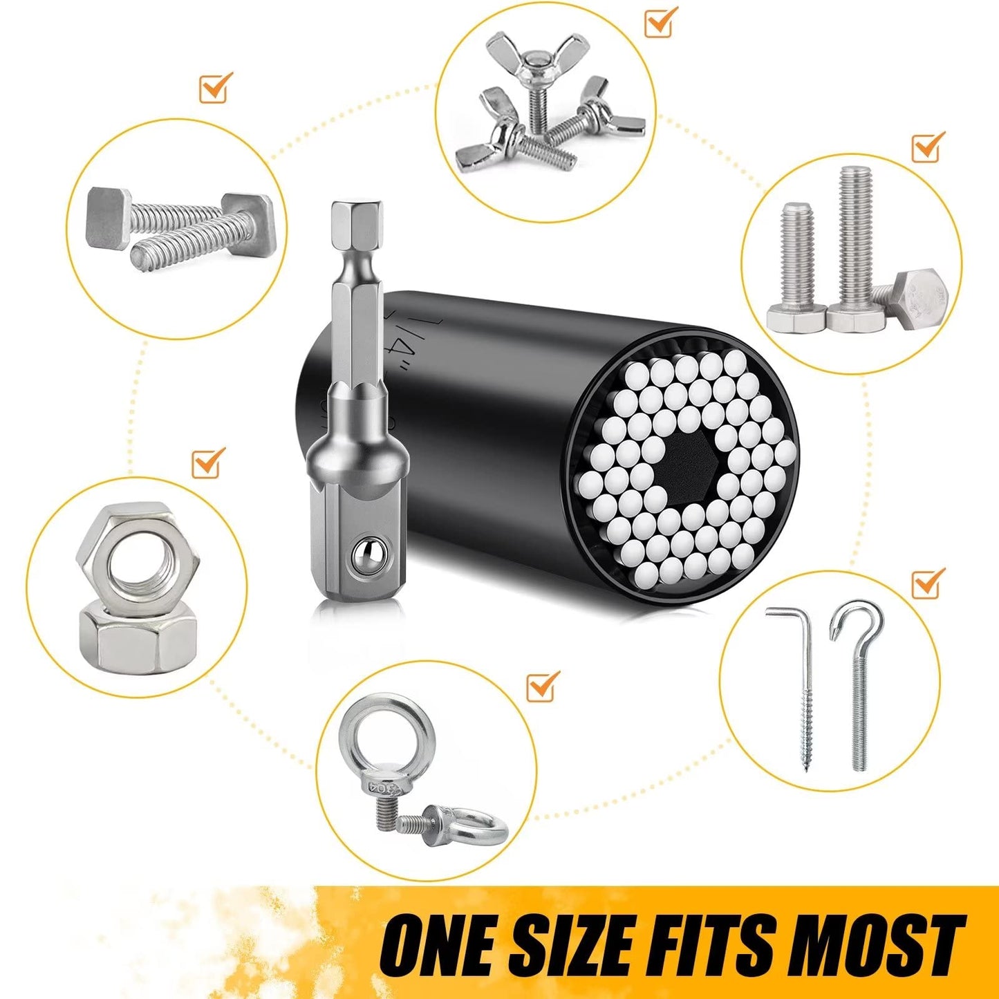 Stocking Stuffers for Adults Men, Super Universal Socket Tools Gifts Socket Set with Power Drill Adapter(7-19 Mm) Christmas Gifts for Men Dad Handyman Husband Him, Cool Gadgets