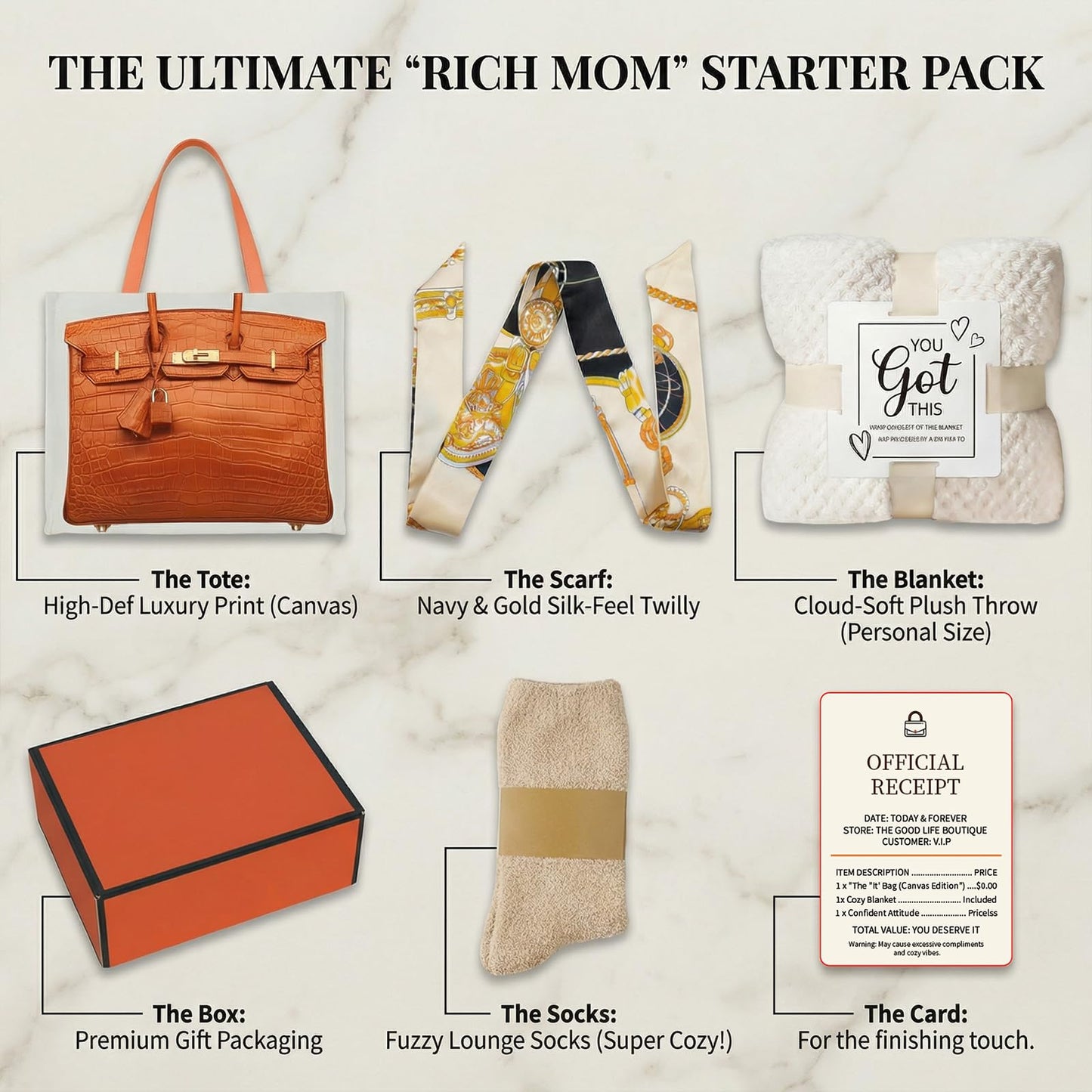Clickslock Chic Canvas Tote Gift Set, Luxury-Inspired Print Bag, Birthday Gift for Mom, Best Friend, Maid of Honor, Engagement