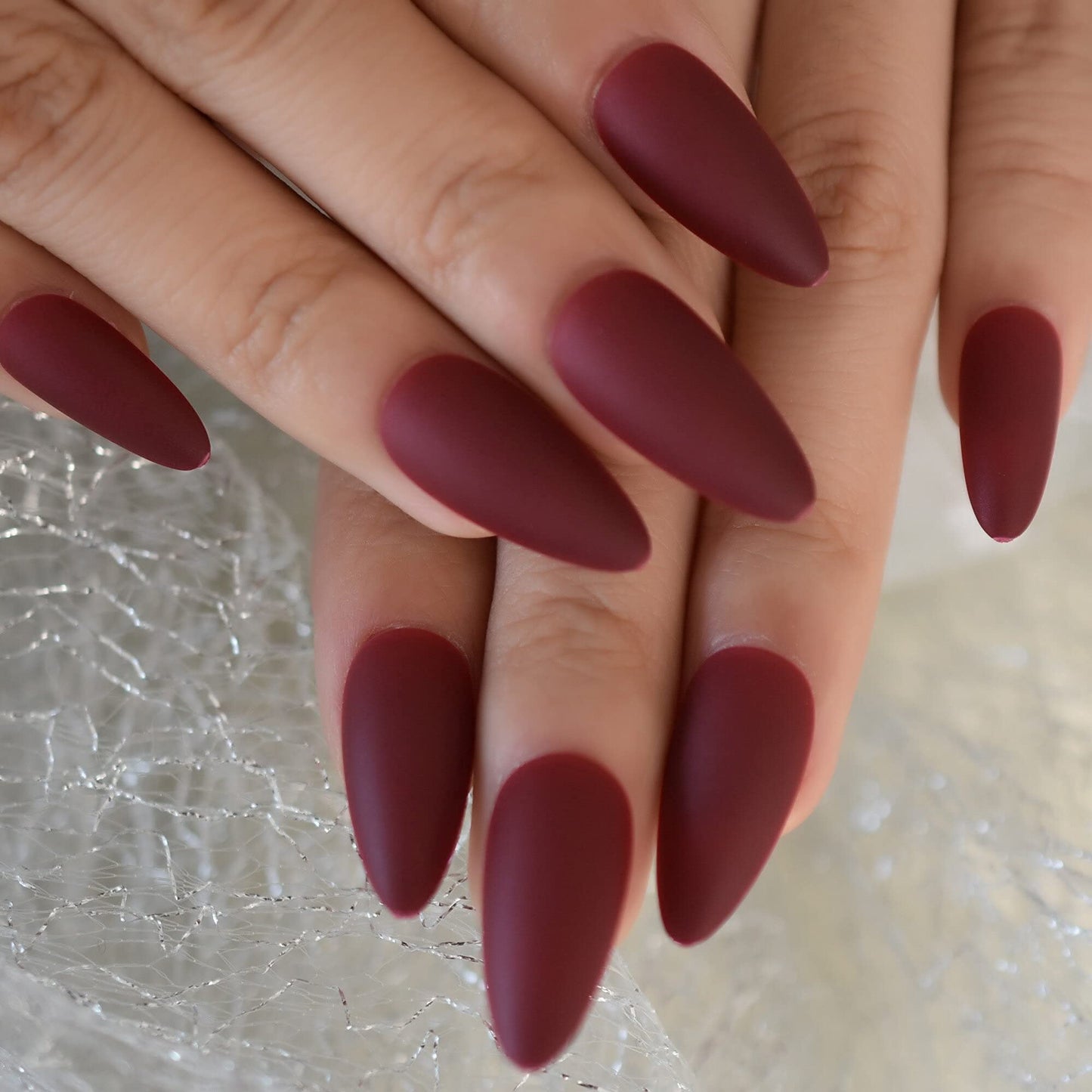 EchiQ 14 Packs Press on Nails Medium Almond Shape Stiletto Artificial False Nails With Design Faux Ongles Matte 336pcs