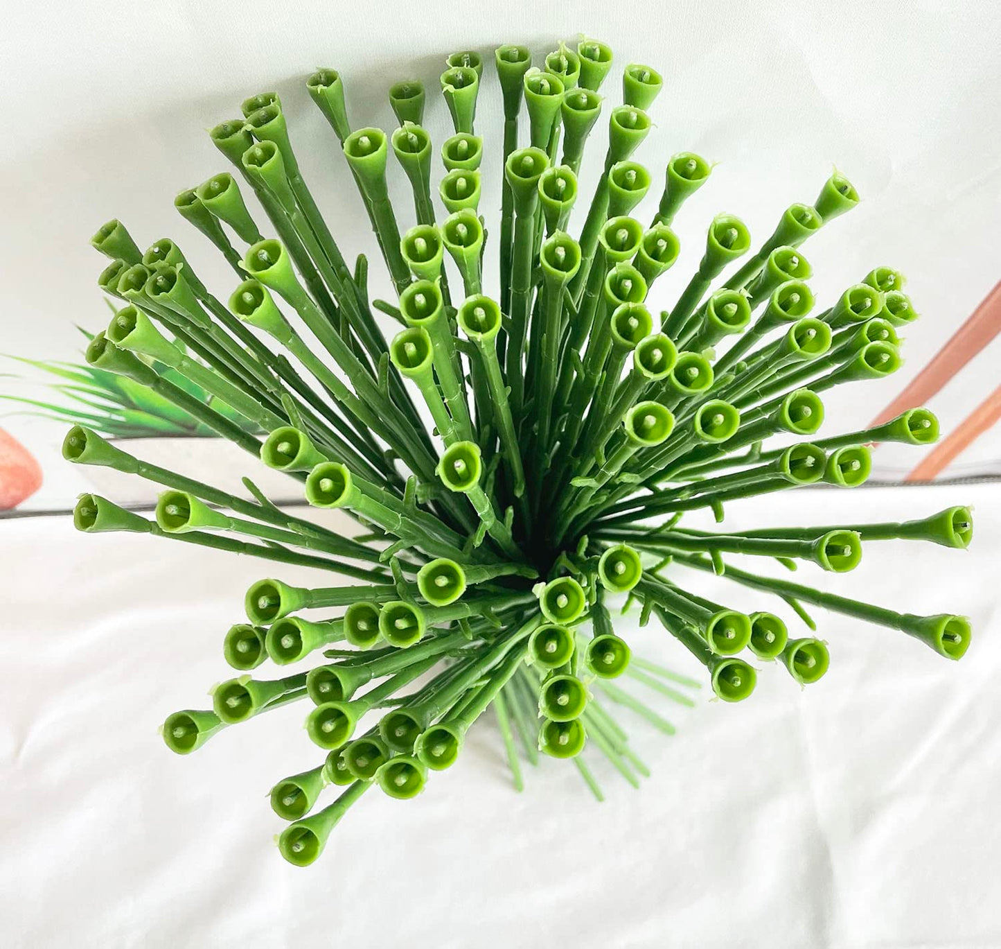Yesok 100Pcs Floral Wire Stem Plastic Artificial Flower Floral Green Stem Wire DIY Craft Bouquet Making Floral Arrangement Tools