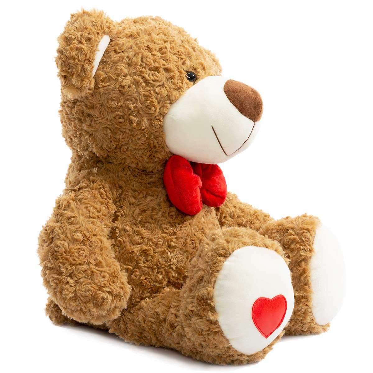 BEJOY Teddy Bear Stuffed Animal Plush Bear with Red Bow and Hearts Holiday Toy Gift 24 inches Brown