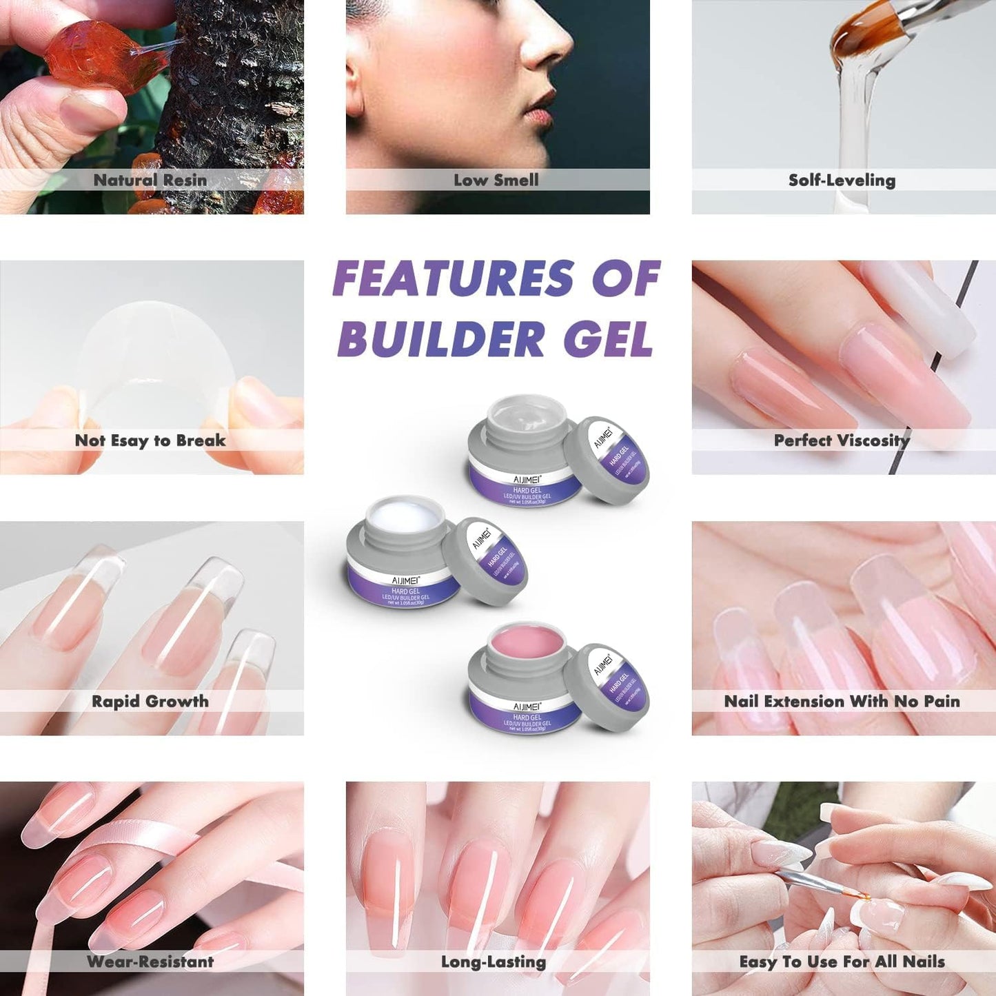 AIJIMEI Gel Builder Hard Gel Builder Gel Nail Gel Builder Gel for Nails Gel Extension Nail Kit for Nails Gel Builder for Nails Builder Gel in a Bottle (SETA)