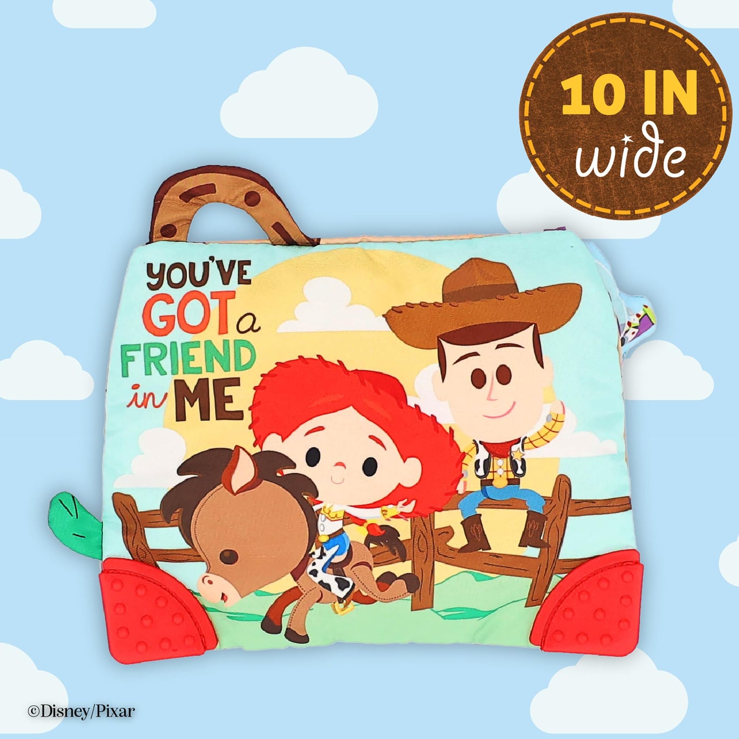 Disney Toy Story Andy’s Toy Box On-The-Go Clip by Kids Preferred – Soft Sensory Teether with Crinkle Sounds & Rattle