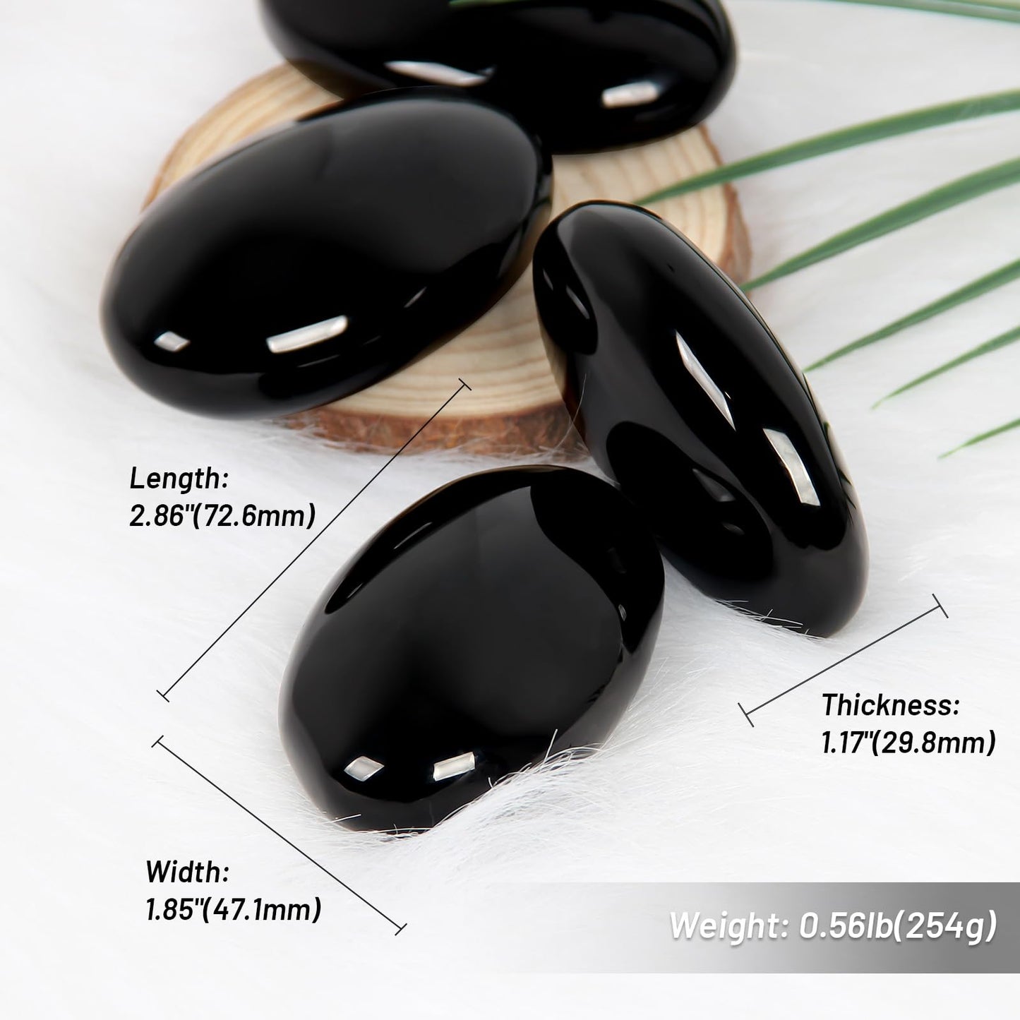 2.7''- 3.1'' Large Obsidian Palm Stone - 2 Pcs Black Obsidian Stone, Smooth Pocket Energy Crystals, Healing Worry Stones