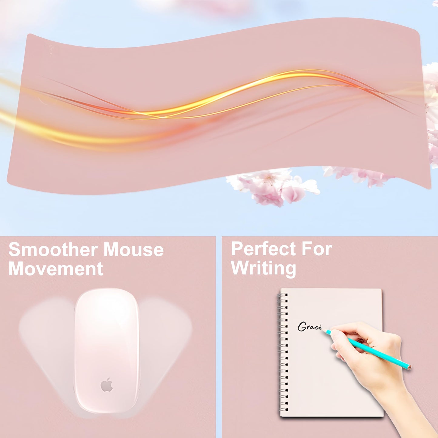 Desk Mat with Wireless Charging, Pink Mouse Pad with Wireless Charger, Desk Pad Matt for Desktop, Mousepad Gaming Large Mouse Pad, Leather Compute for Keyboard and Mouse, 32" x 16"