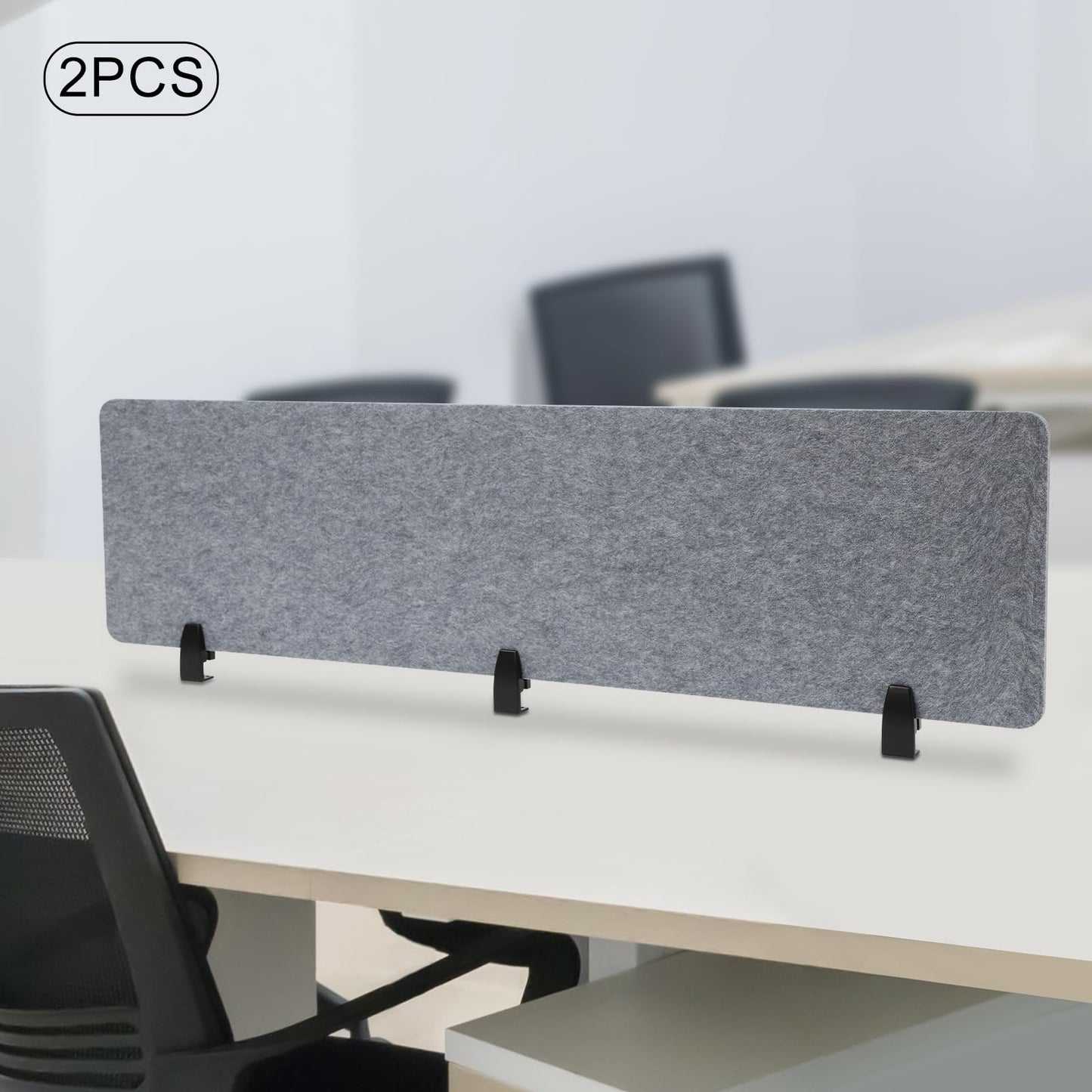 ReFocus Raw Clamp-On Acoustic Desk Divider Mounted Privacy Panel Set – Reduce Noise & Visual Distractions for Office, Study (Castle Gray, 2× Panels (60"×16"))