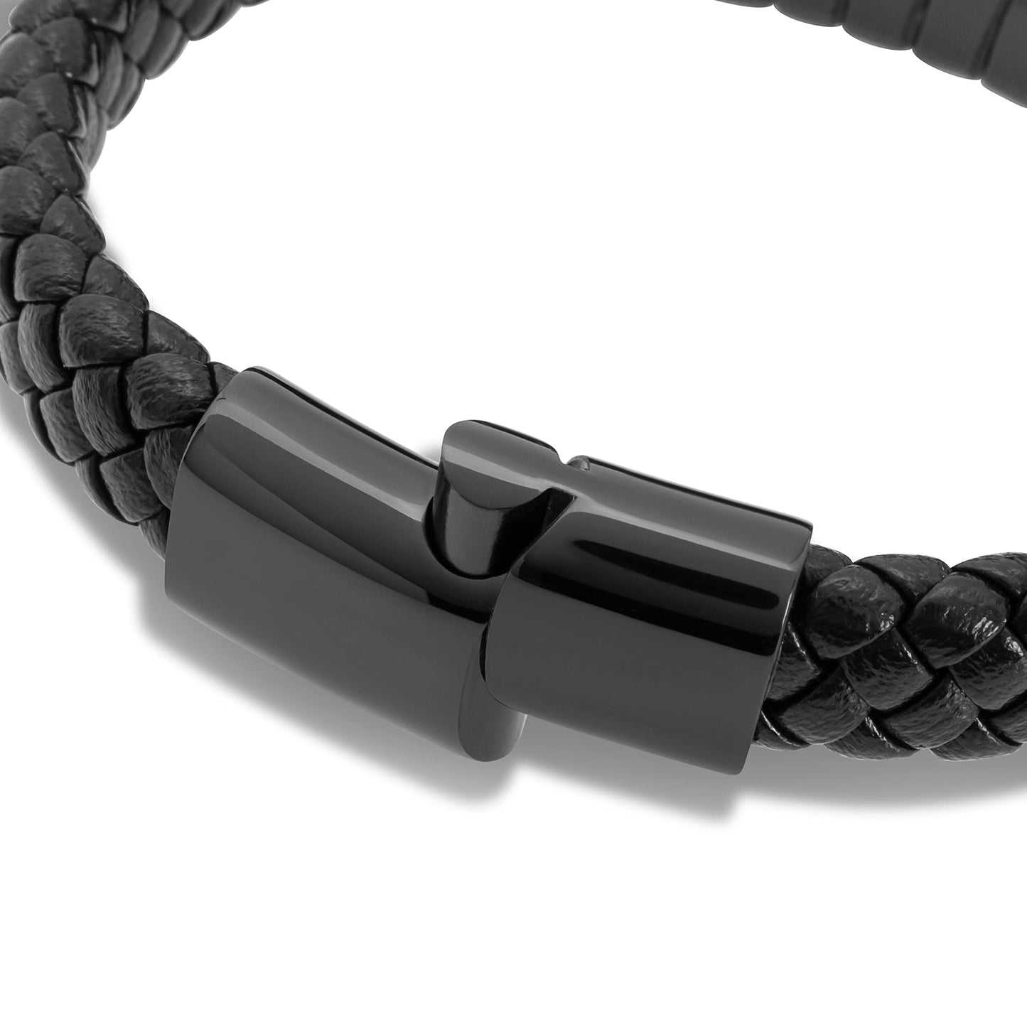 SERASAR Mens Leather Bracelet 20cm Black Men Gift Box Genuine Braided Adjust Able Magnetic Clasp Multi Layer Wrap Rope Man Mans Bracelets Jewelry Magnet Accessories