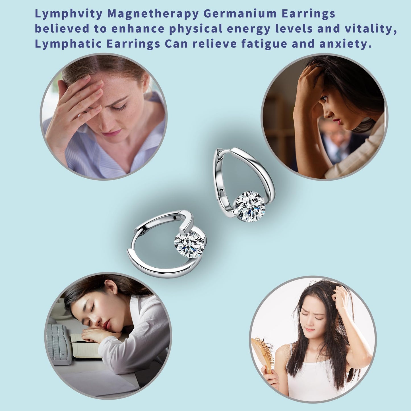 Lymphvity Germanium Earrings, Lymphvity Magnetherapy Germanium Earrings (2 Pairs Gold + Silver)