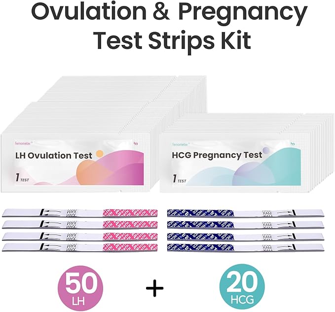Femometer Home LH & HCG Test Strip Kit 50 Ovulation & 20 Pregnancy Test Strips Over 99% Accurate & Easy to Use