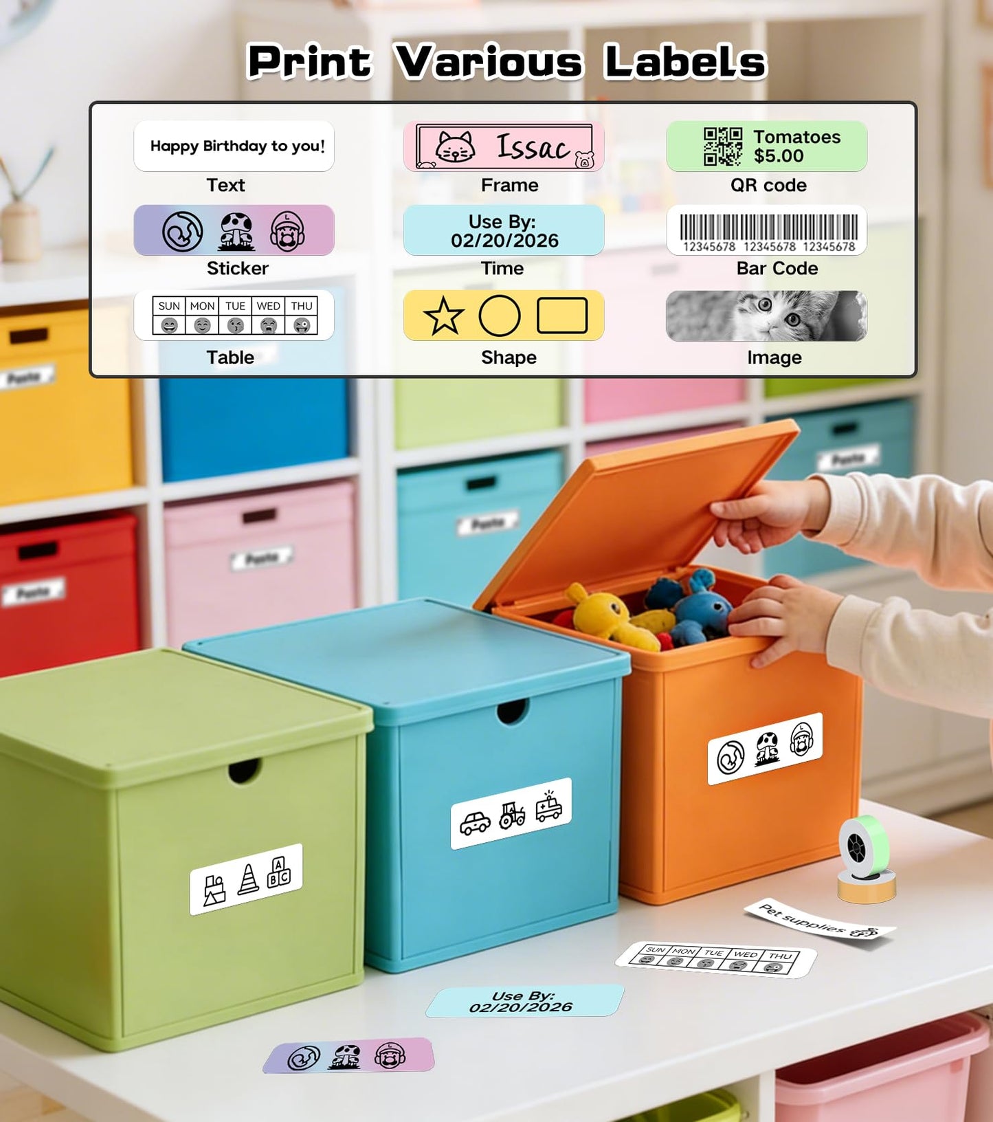 ORGBRO Label Maker Machine with Tape, X1 Portable Bluetooth Mini Label Printer, Support Pre-Cut & Continuous Label, Wireless Small Label Makers with Versatile App for School Home Office Organization