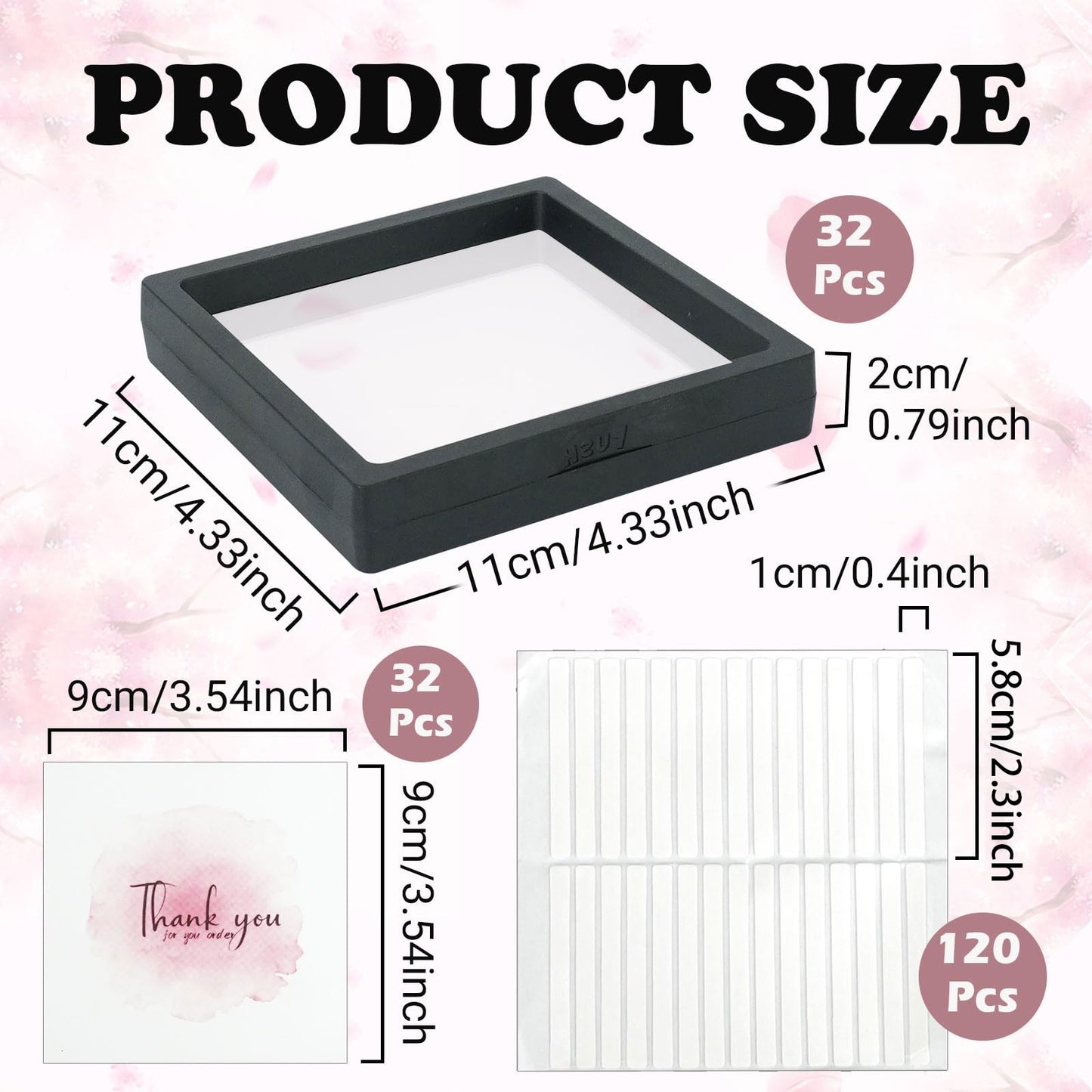 PEDOBALI 32 Pcs Press On Nail Packaging Box with 120 Pcs Adhesive Double Sided Tape, Black Artificial Nail Display Case, Earrings Storage Organizer, for Birthdays, Christmas Gift