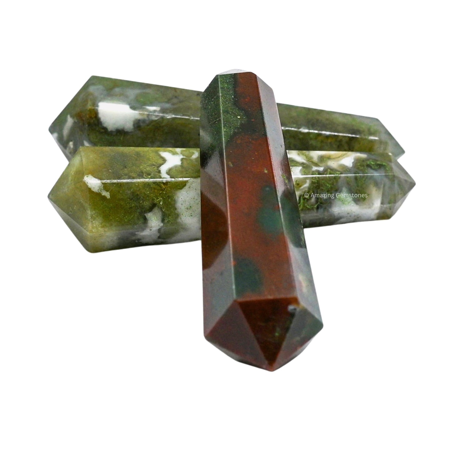 Amazing Gemstone Fancy Jasper Crystal Points Bulk Healing Crystals - Pack of 3 Double Terminated Healing Wand Point Bulk Crystals for Crafts,Crystal Grid,DIY Work - Premium Crystals - Beginners Gift