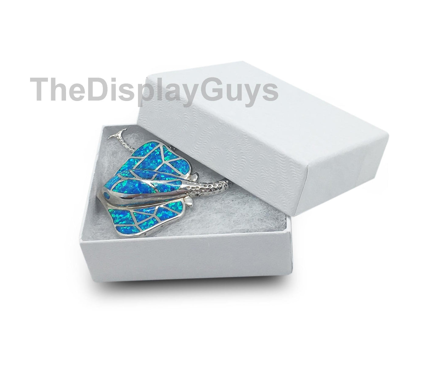 TheDisplayGuys - 25-Pack #11 Cotton Filled Cardboard Paper Jewelry Boxes Gift Case - White Swirl (2.1" x 1.8" x 0.8") - for Shipping or Storage