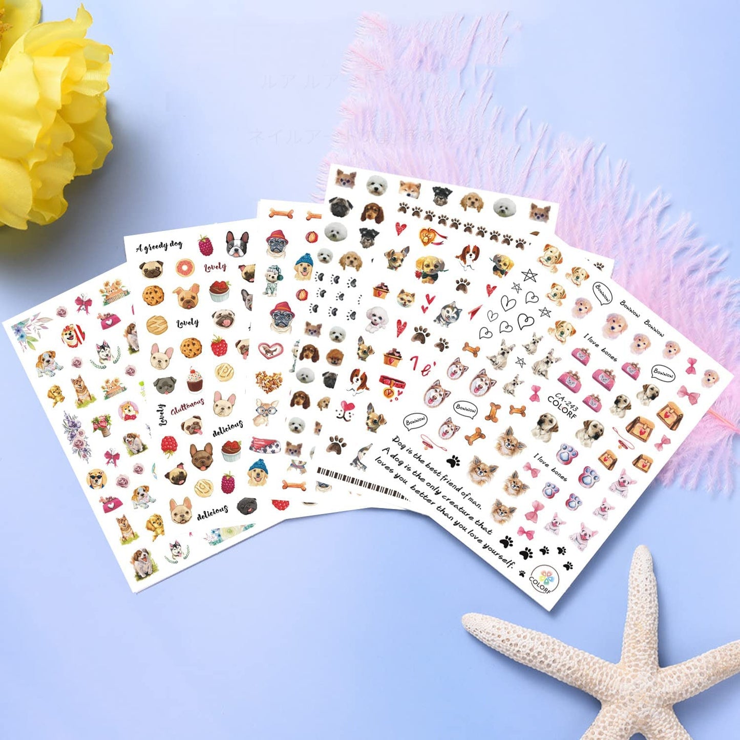 6 Sheets Sexy Girls Nail Stickers and 6 Sheets Dog Nail Stickers