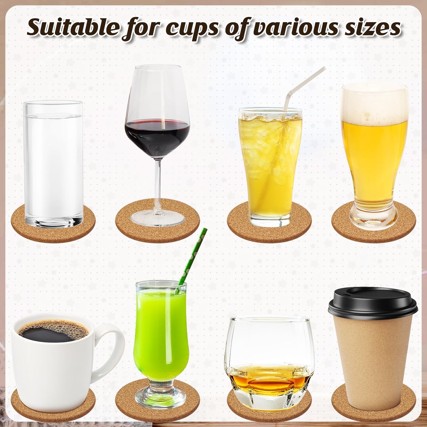 Cork Coasters Bulk for Drinks, 40Pcs Reusable Round Edge Coasters, 3.5 Inches Thick Absorbent Heat Resistant Drink Coaster for Bar Holiday Wedding Birthday Supplies Party Decor