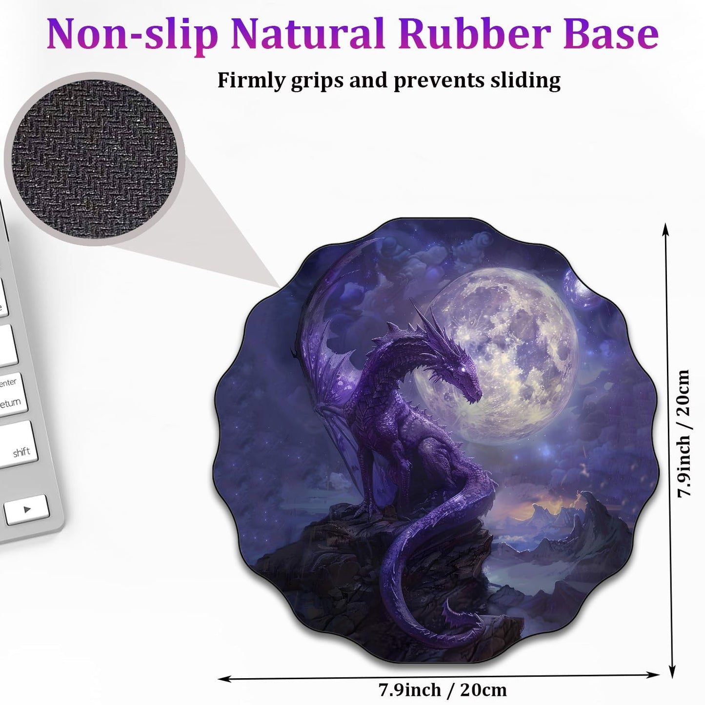 RVHOEZZM Pen Holder and Lace Mouse Mat Set, 2 Compartment Leather Pen Storage Boxes, Makeup Brush Storage Box, Suitable for Office and Home Desk Accessory Storage - Starry Purple Dragon