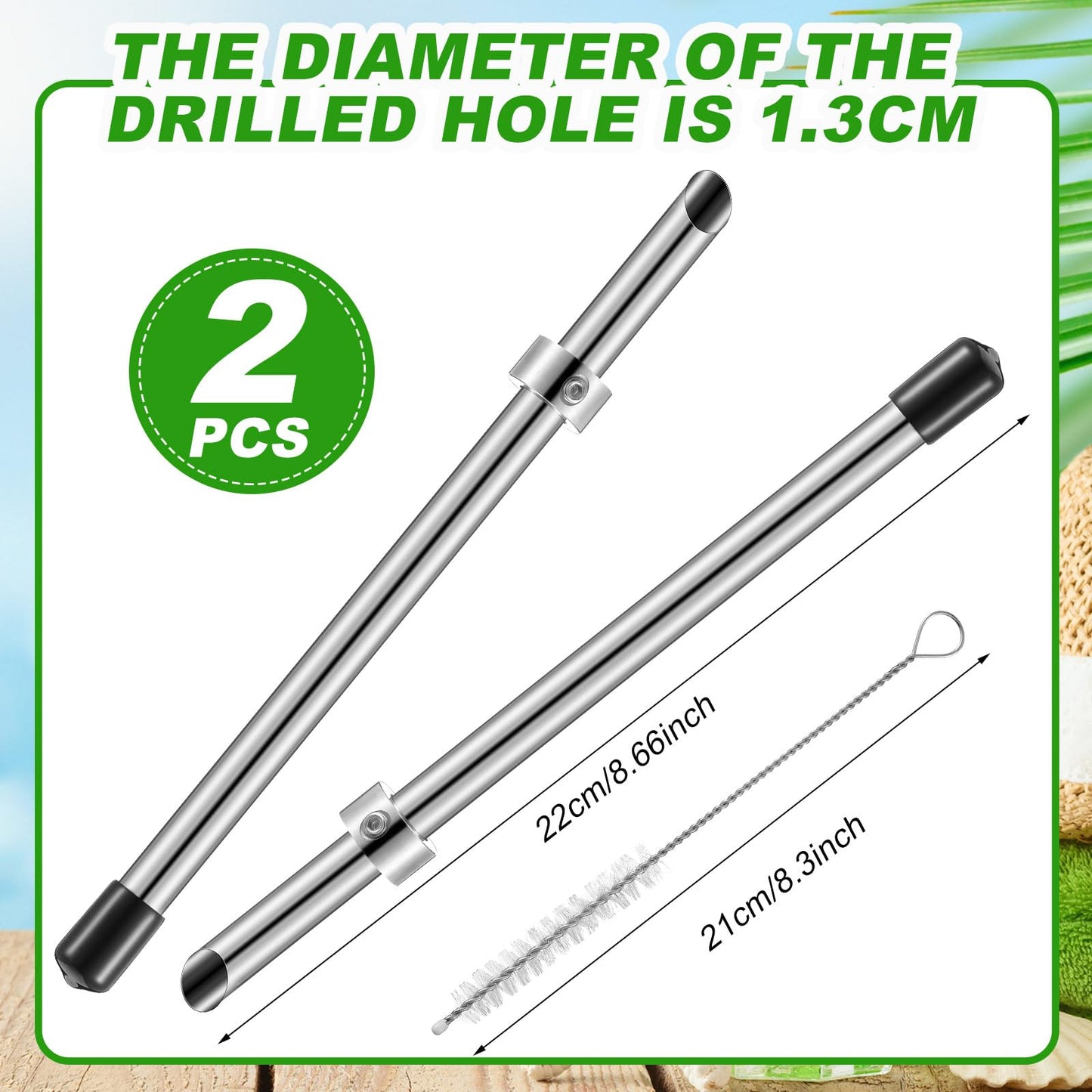 Lasnten 2 Pack Straw Puncher for Plastic Lids Lemonade Cups, Stainless Steel Straw Hole Puncher Punching Tools for Cafe Drinks Deli Container Squeezed Fresh Lemonade Stand Supplies(8.7 Inch,Black)