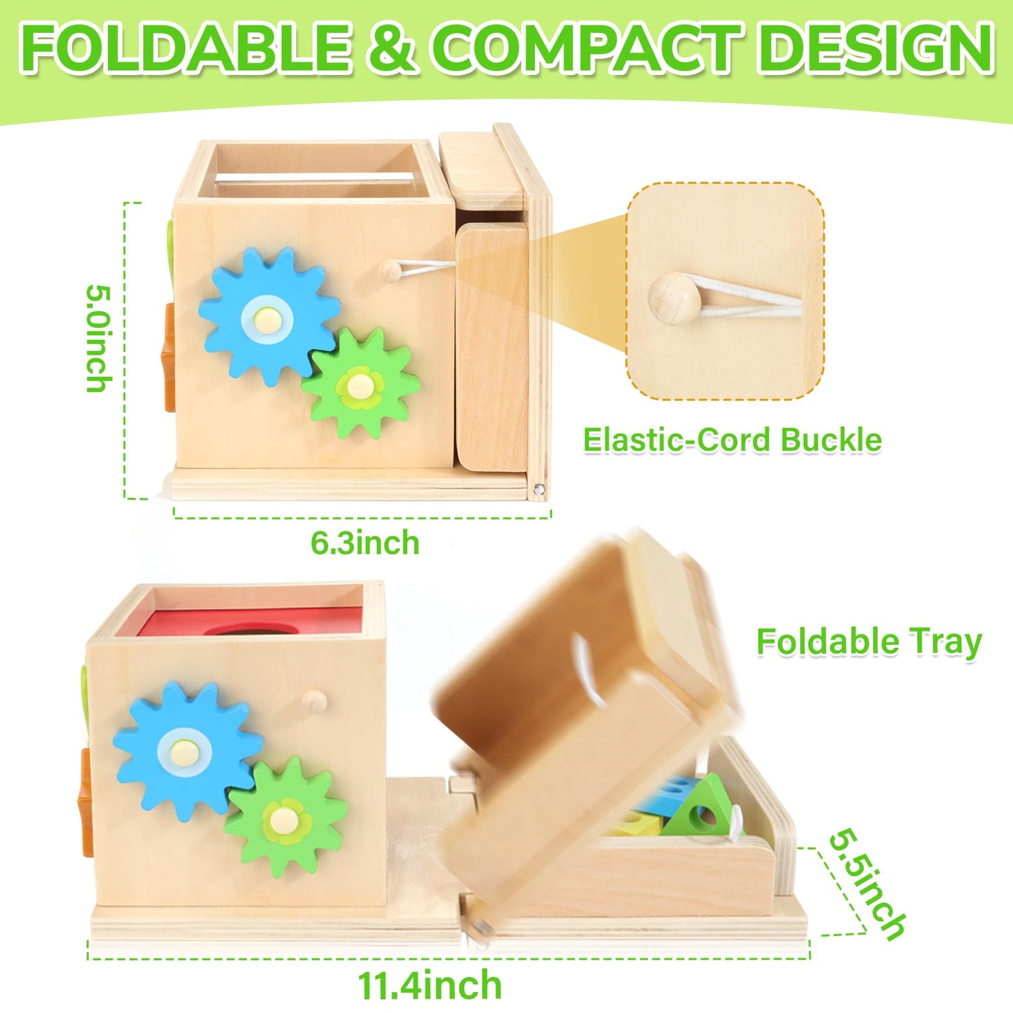 JUSTWOOD Montessori Toys for 1+ Year Old, 8-in-1 Wooden Play Kit Includes Object Permanent Box, Learning Activity Cube, Sorting & Stacking Toy, Carrot Harvest Game, Gift for Boys Girls Age 12+ Months