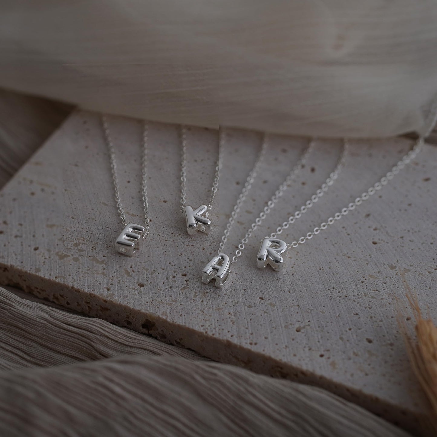 CUEZIY Bubble Silver Letter Necklace Initial Necklaces for Women Dainty Personalized Charm Pendant Name Necklace Cute Non Tarnish Fashion Accessories Teen Gift Trendy Stuff Silver Jewelry Gifts