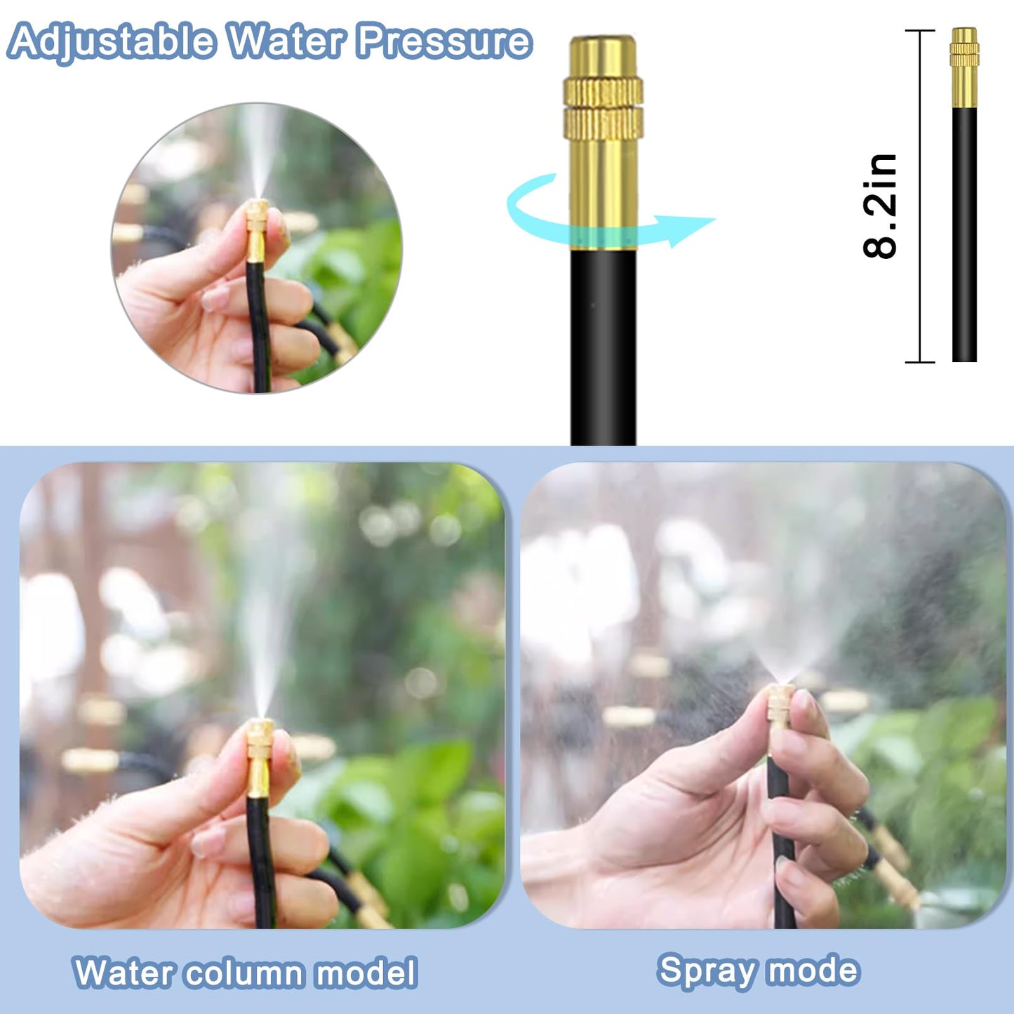 49.21Ft Drip Irrigation Kit Automatic Drip Irrigation System, 360° Bendable Garden Irrigation System, 5/16 inch Garden Watering System Adjustable Bendable Nozzle Copper Sprayer System for Garden