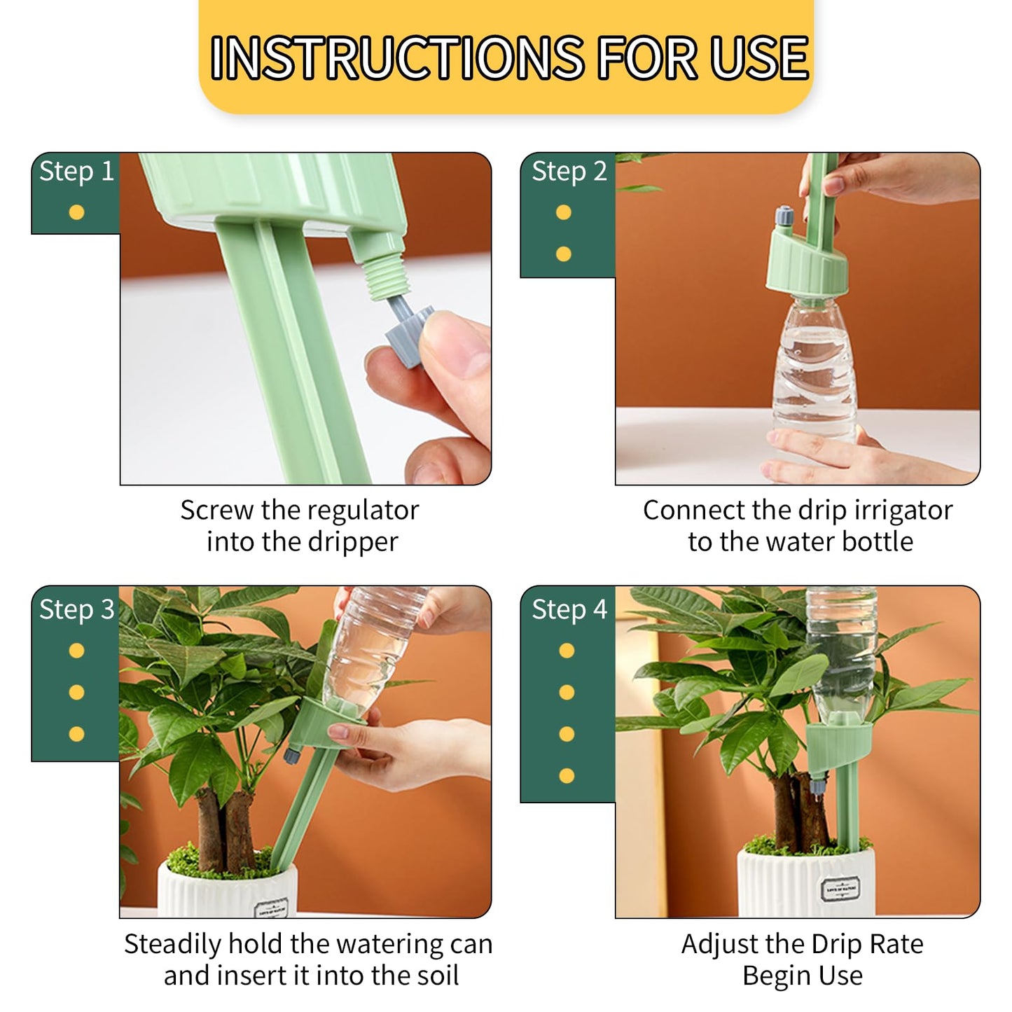 XIELIME 12PCS Self Watering Spikes, Auto Plant Watering Devices with Adjustable Valve Switch, Self Watering Planter Insert Automatic Watering System for Indoor & Outdoor Garden Potted Plants