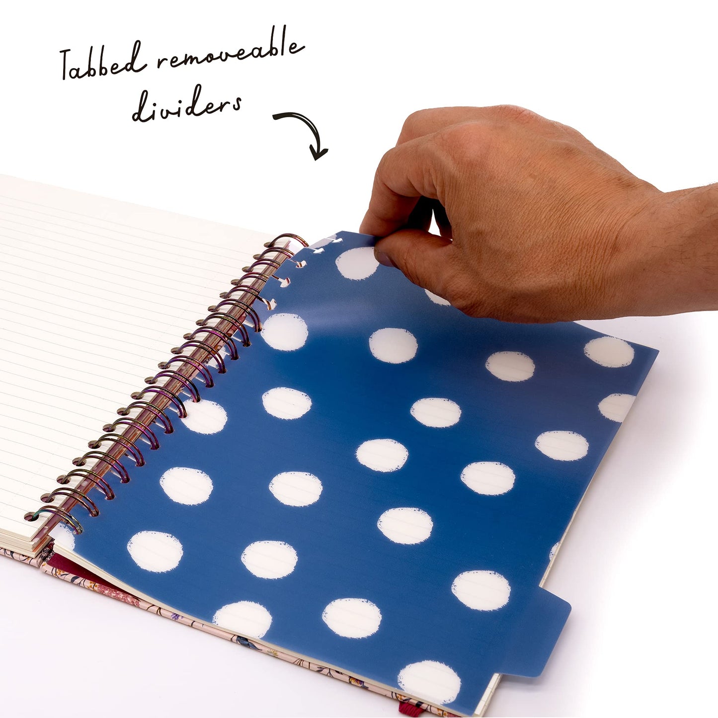 Pukka Pad 5 Subject Spiral Notebook 3-Pack - 200 Pages, 100 Sheets of 80GSM Paper with Repositionable Dividers & Perforated Edges for School & Office Planning & Organization - B5-7 X 10, Bloom
