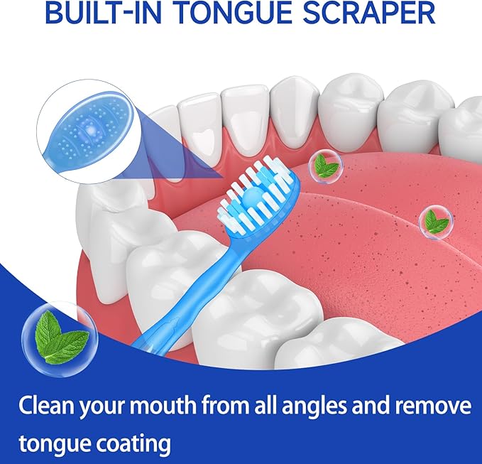 Mini Disposable Toothbrushes with Toothpaste 5 in 1 Travel Portable Toothbrush with Toothpaste + Tongue Scraper + Picks+Floss Travel Case (Mint, 10)