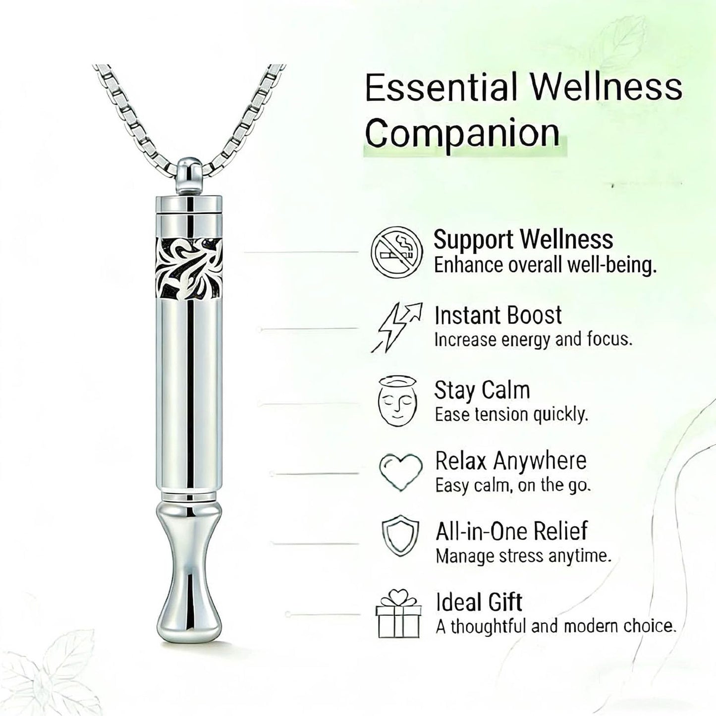 phaxud Stainless Steel Mindfulness Breathing Necklace & Essential Oil Diffuser for Women Men 2-in-1 Breathe Free Necklace Tool for Inner Balance, Relaxation and Meditation