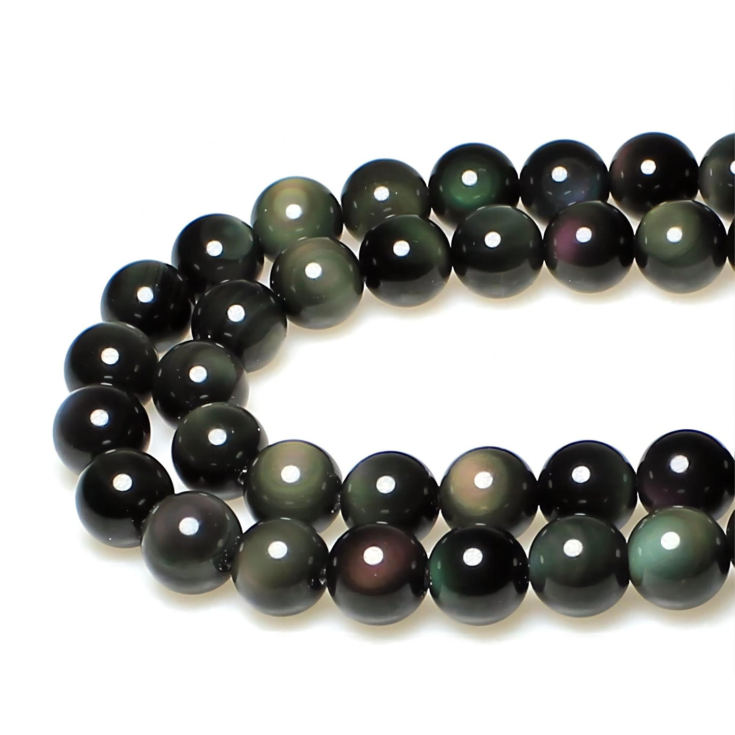 MJDCB Rare Collection Natural Stone Beads Rainbow Obsidian Round Loose Beads for Jewelry Making DIY Bracelet Necklace (6mm)