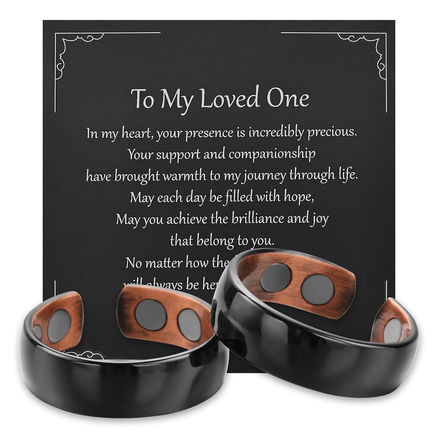 MagEnergy 2PCS Copper Rings for Men & Women, 99.9% Pure Copper Magnetic Adjustable Thumb Ring with Strong Magnet, Lymphatic Therapy Jewelry Gift with Present Box