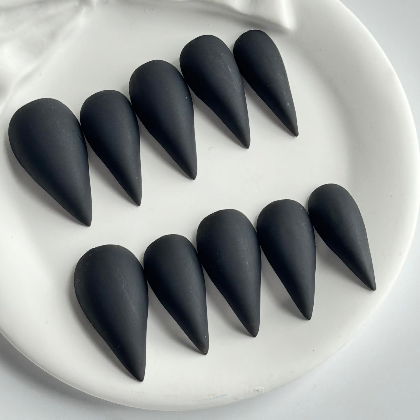 Black Press on Nail Medium Stiletto Fake Nails Handmade Eagle Claw Press ones Matte Unique Thick Acrylic Nails Cat Claw False Nails Full Cover Curved Stick on Nail 10Pcs(M)
