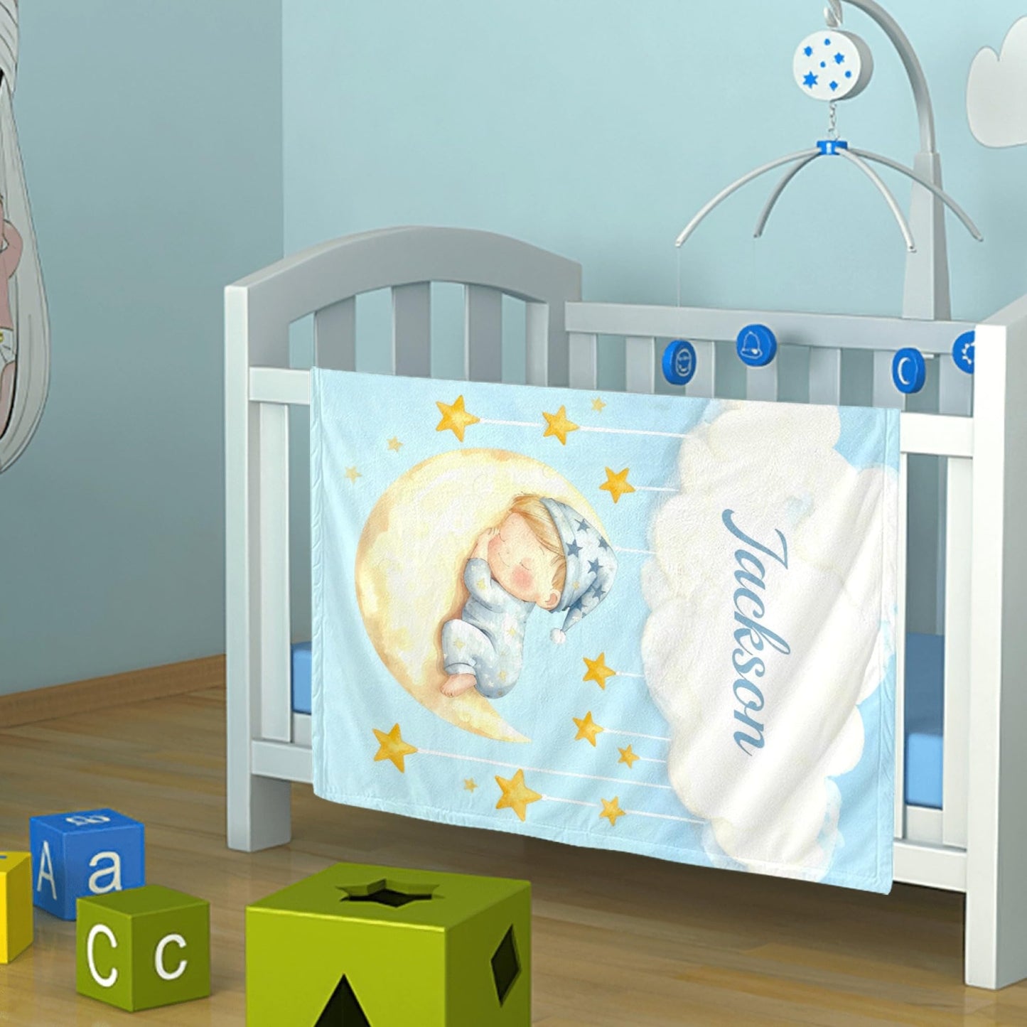 Ships Next Day, Personalized Baby Blanket for Boys Girls - Printed in USA, Custom Cartoon Blanket with Name Soft Flannel, Brithday Gifts for Baby Kids Toddlers Newborn (Baby Bear)