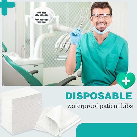 Newwiee 750 Pcs Disposable Dental Bibs Bulk Waterproof Tattoo Sheet Patients for Lash Nail Art Tray Cover 13" x 18"(White)