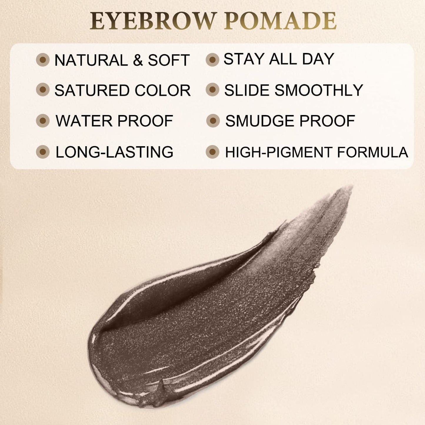 Eyebrow Pomade - Waterproof Brow Pomade for Long-lasting Results,Smudge Proof and Sweat Resistant Formula,Natural Eyebrow Makeup for All Skin Types and Tones - Medium Brown