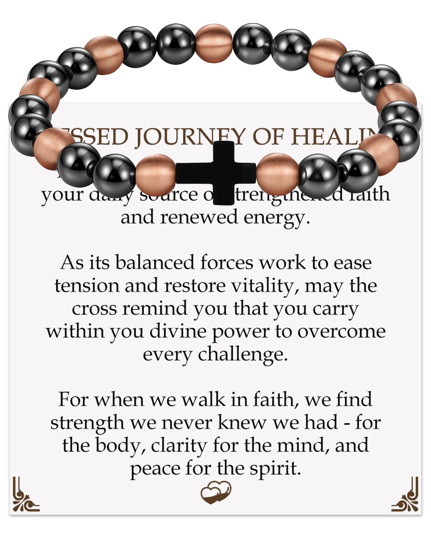 Jecanori Copper Magnetic Bracelet for Men Women, 3800 Gauss Pure Copper Jewelry with Stretch Beads（25 Beads）, Unisex Spiritual Gift, Birthday Gifts for Parents, Hematite Bracelet for Mom Friends
